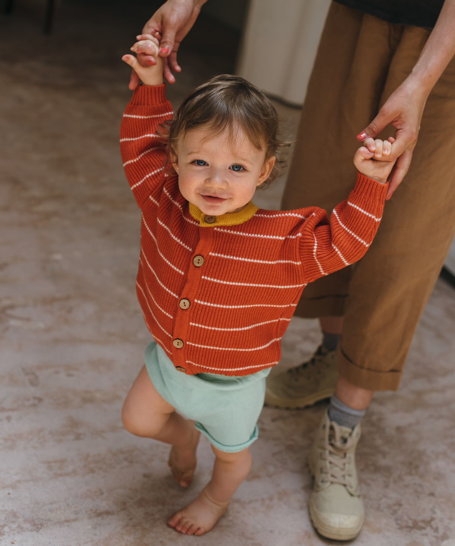 BaYiRi SUNNY STRIPED CARDIGAN(12M TORTOISERD): キッズ｜URBAN