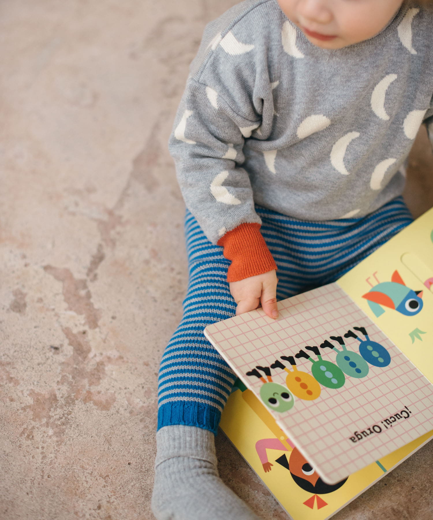 BaYiRi　SNAIL STRIPE PANTS BLUExGRAY 18M