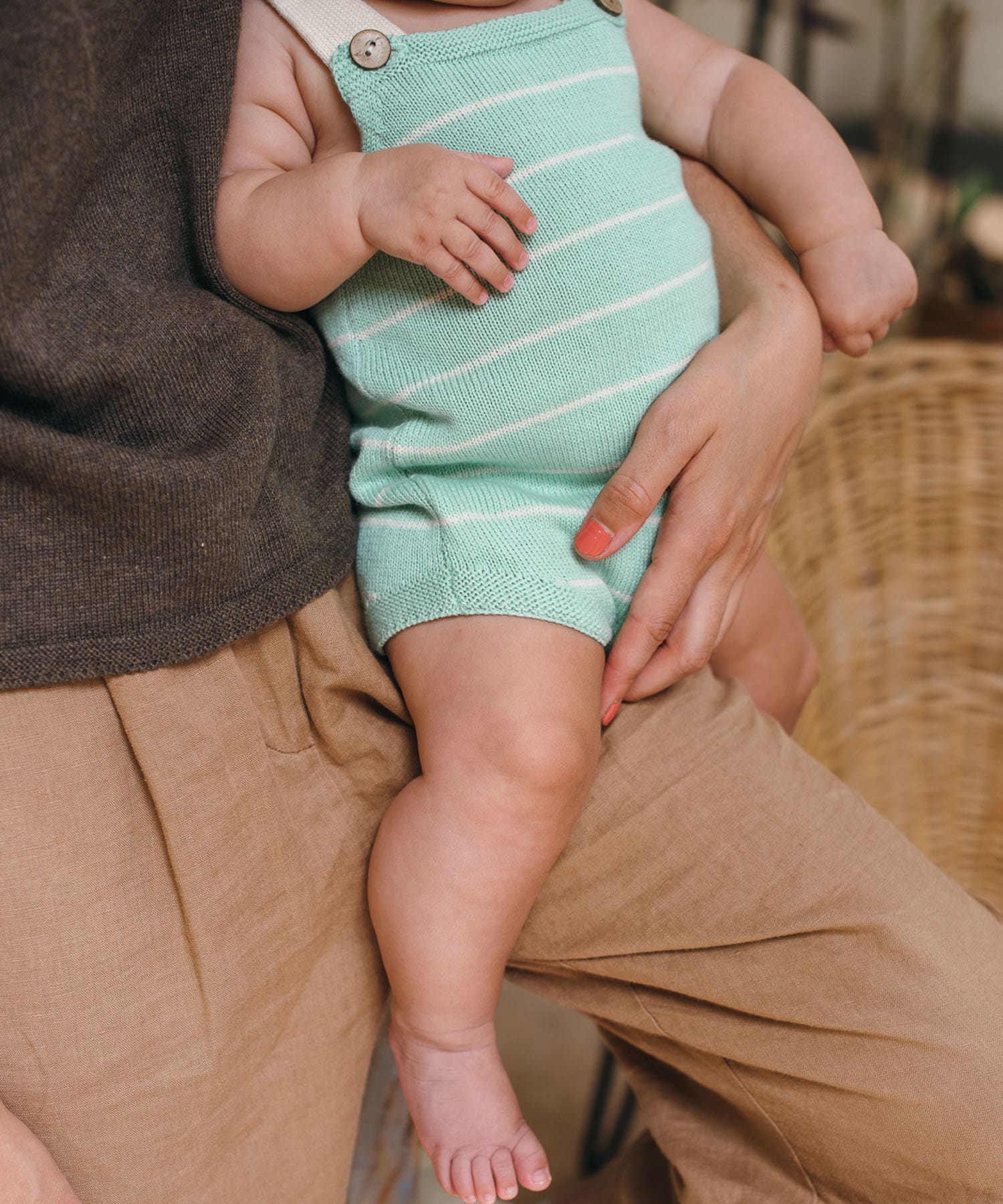 BaYiRi　SUNNY STRIPED ROMPER MOONLT GRN 6M