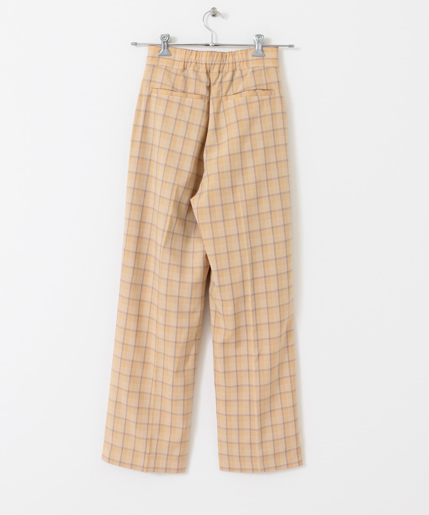 『34サイズ/低身長向けも展開』チェックワイドパンツ BEIGE 34