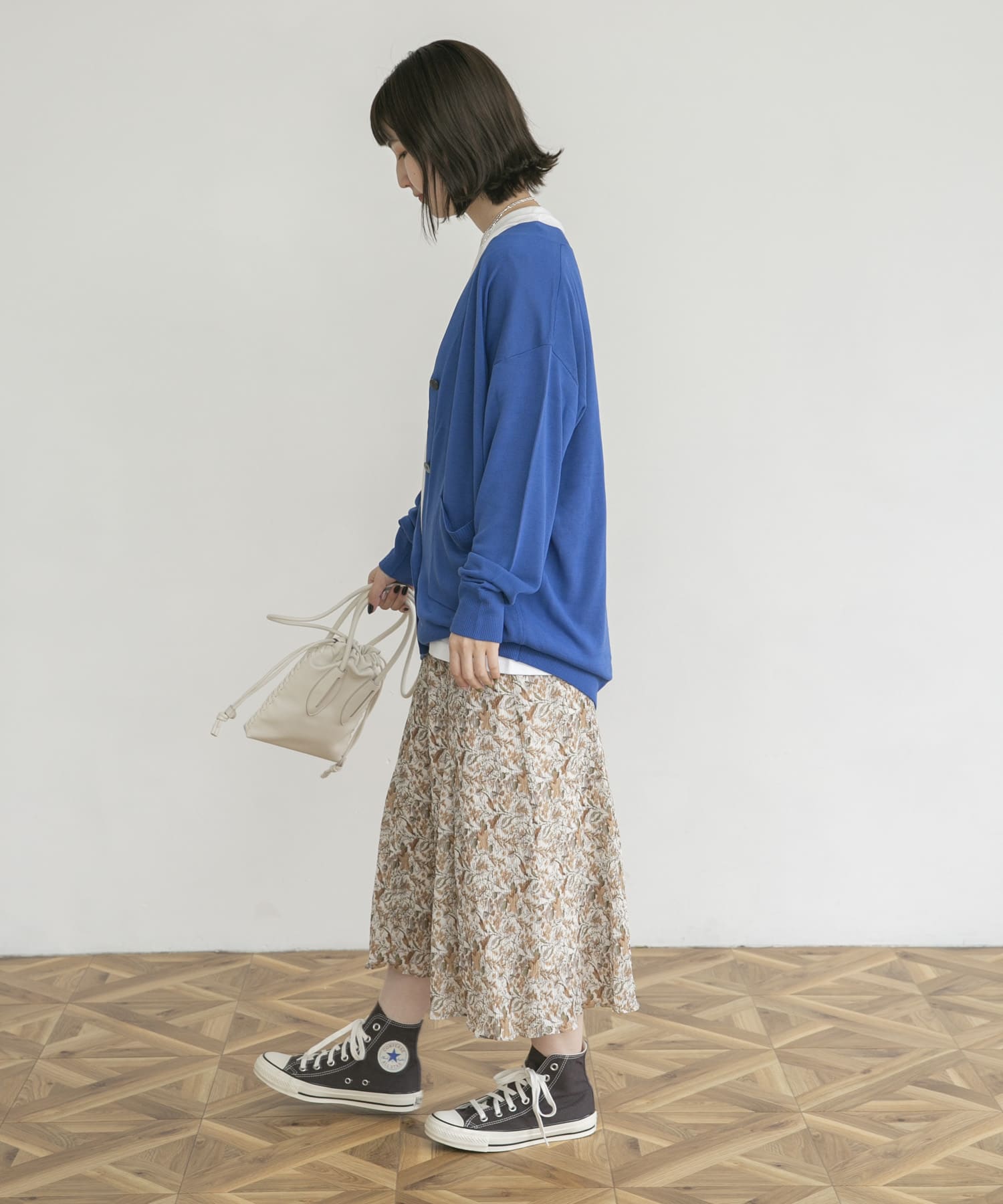ワッシャーハナガラロングスカート OFF WHITE FREE