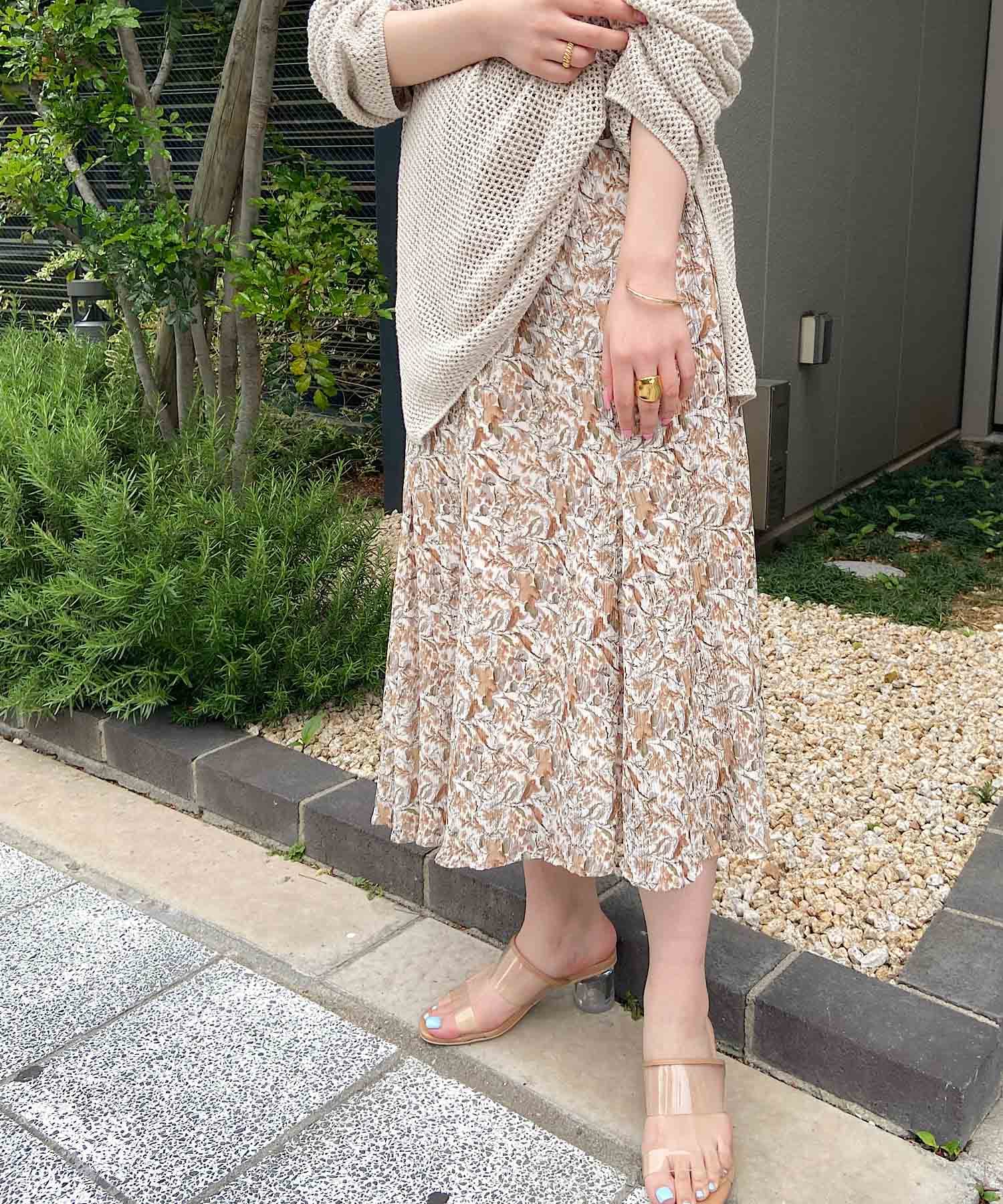 ワッシャーハナガラロングスカート OFF WHITE FREE