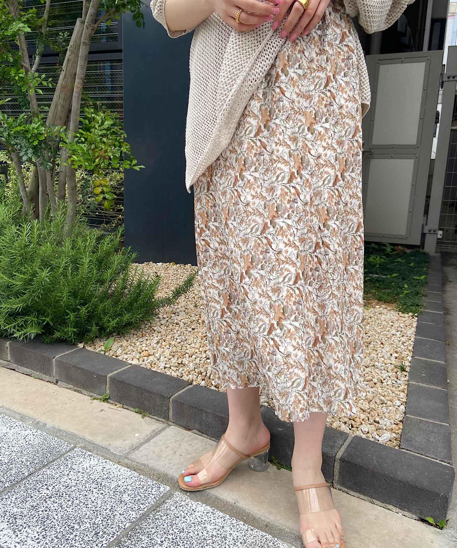 ワッシャーハナガラロングスカート OFF WHITE FREE