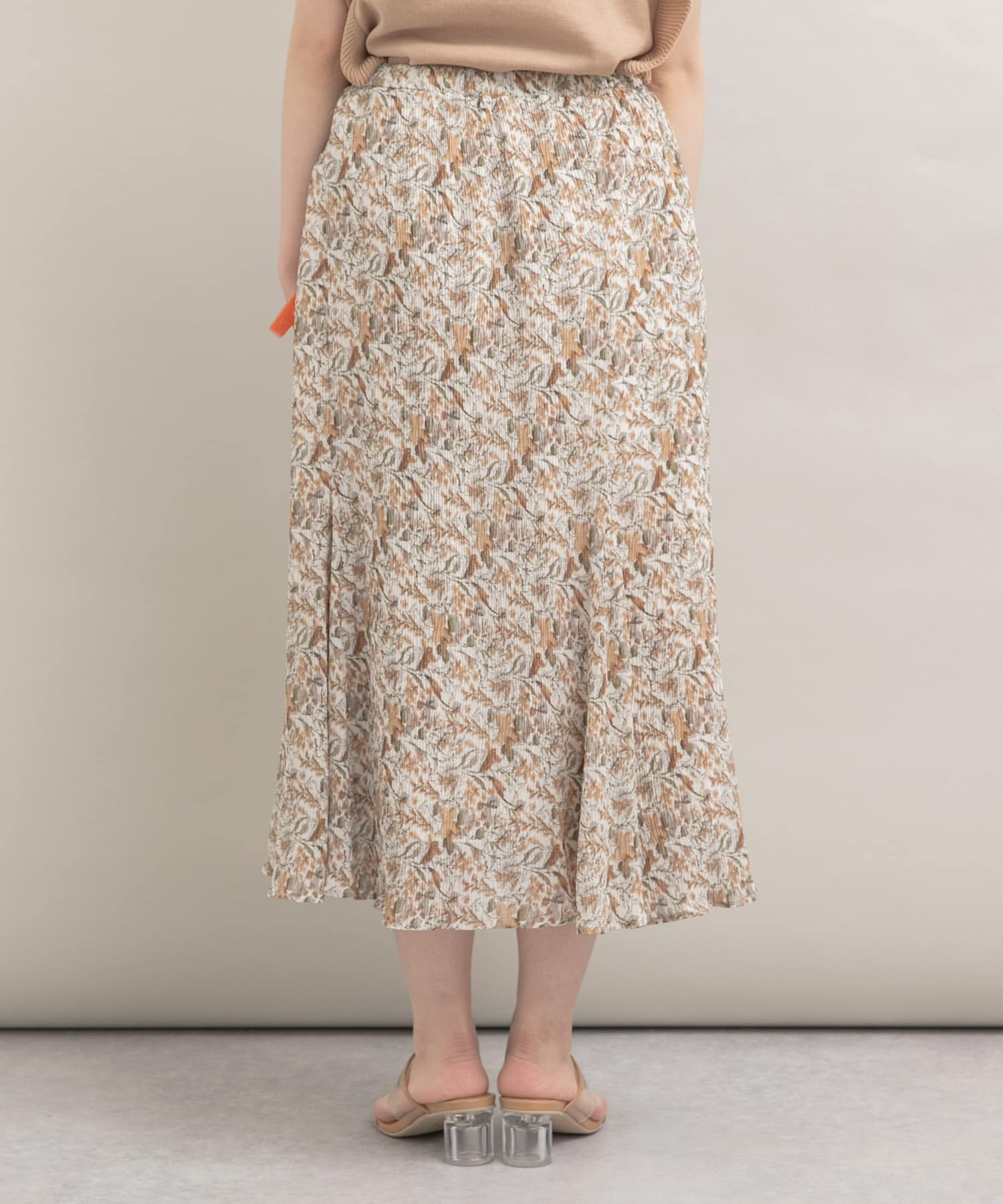 ワッシャーハナガラロングスカート OFF WHITE FREE