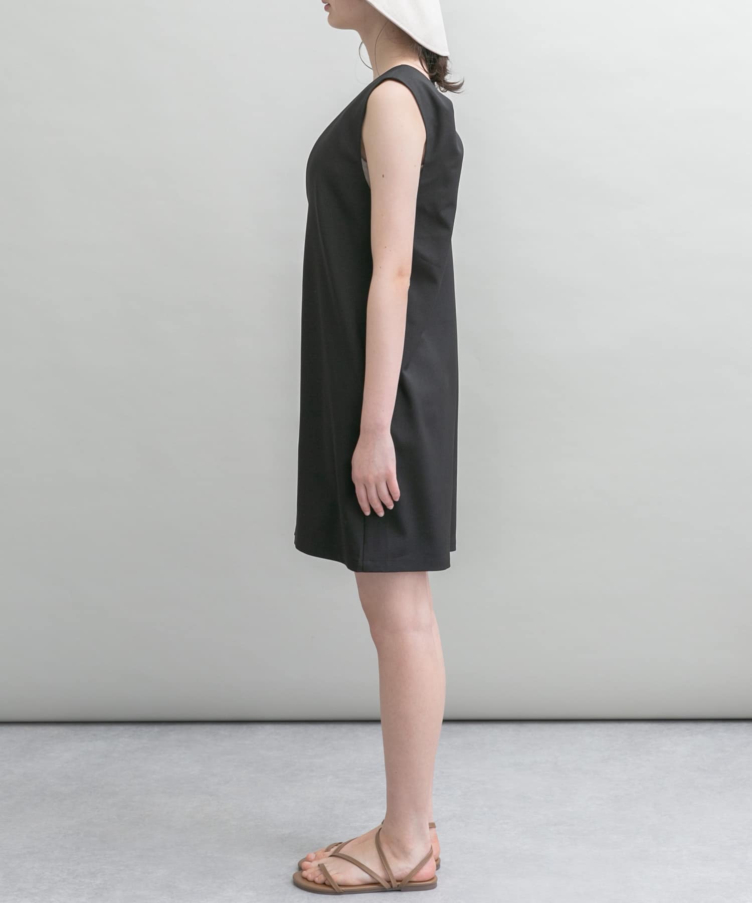 Vネックショートサロペット BLACK FREE