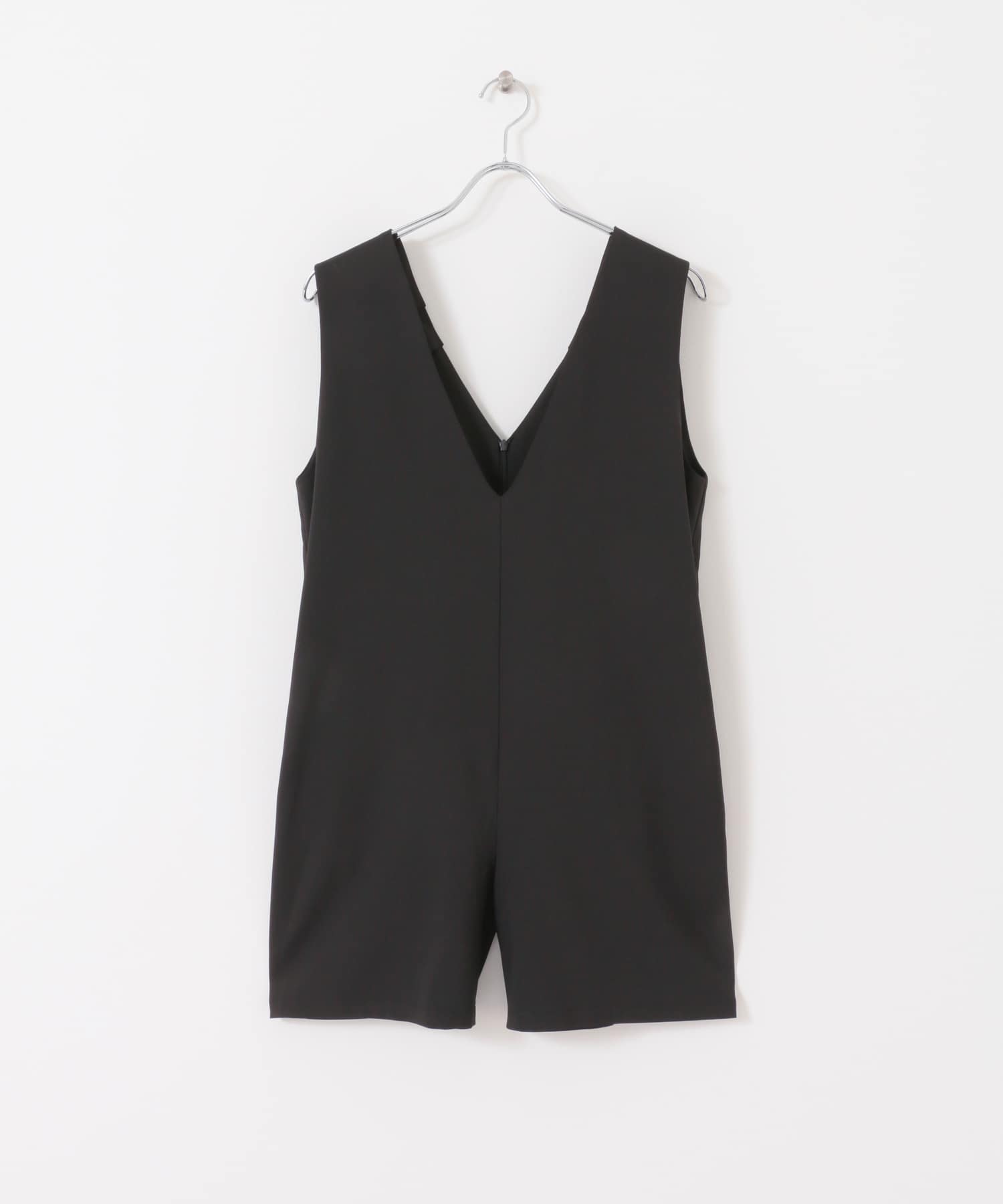 Vネックショートサロペット BLACK FREE