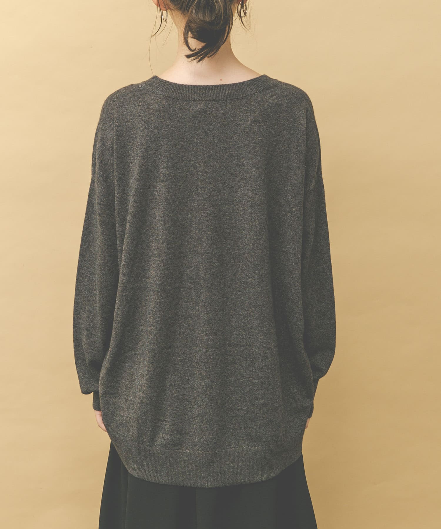 アンゴラ混ワイドプルオーバー CHARCOAL FREE