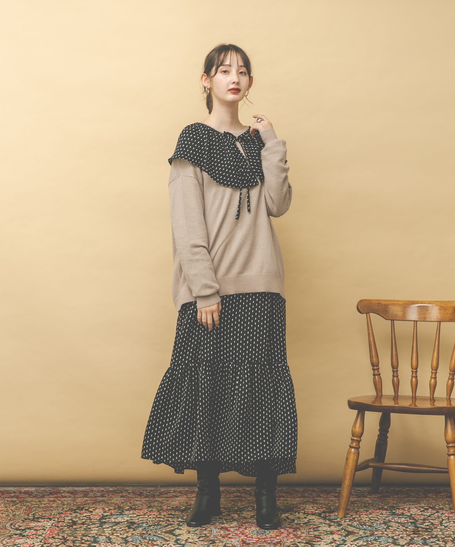 アンゴラ混ワイドプルオーバー MOCHA FREE