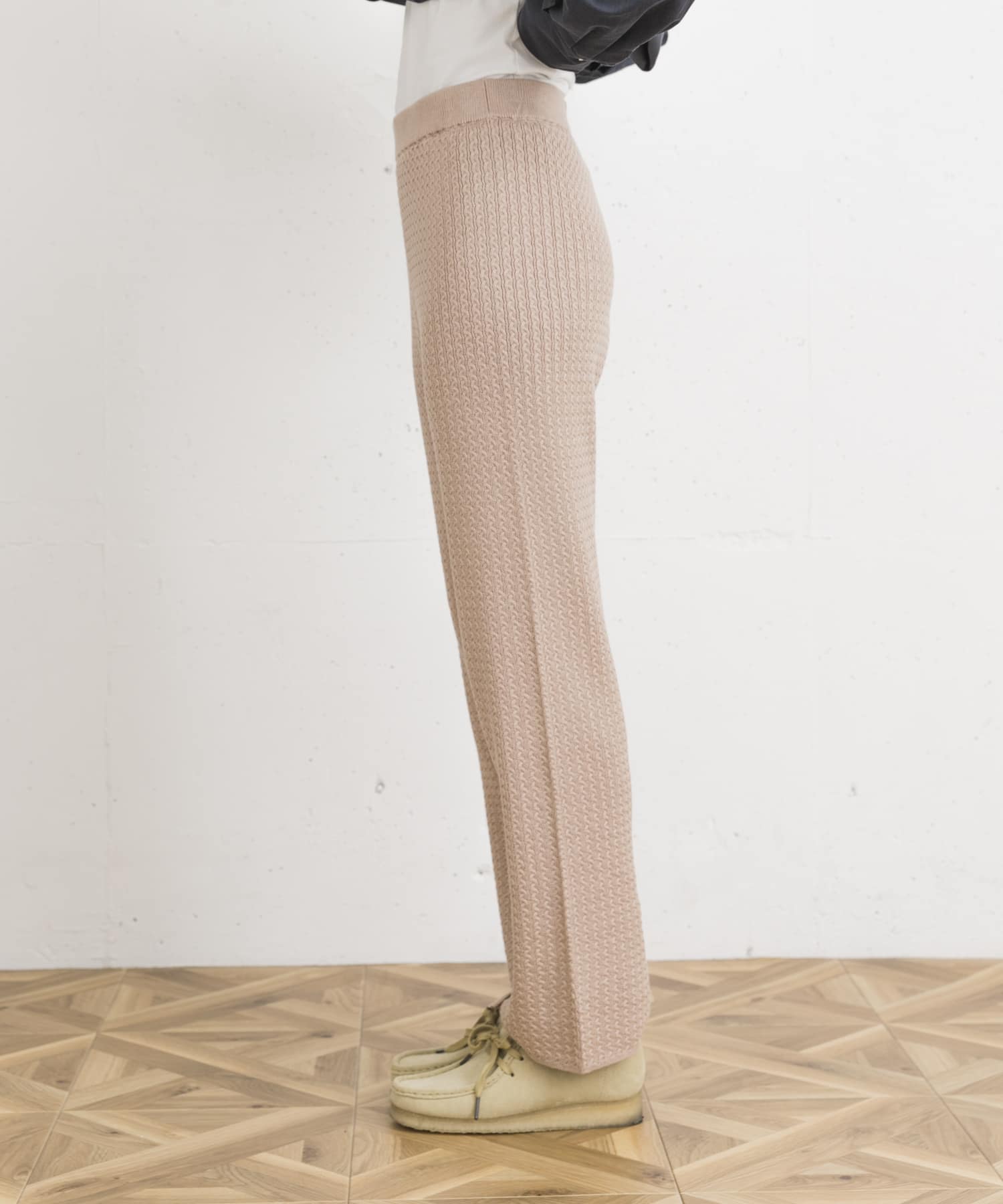 ケーブルニットパンツ BEIGE FREE