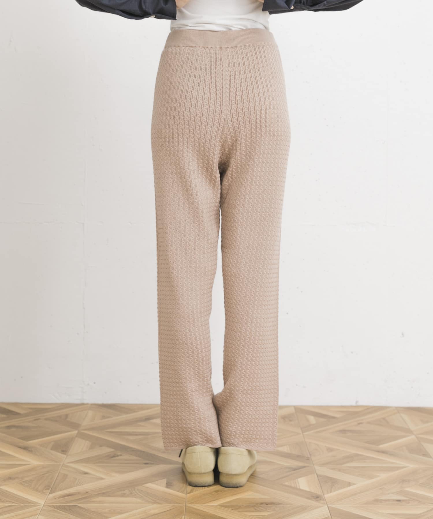 ケーブルニットパンツ BEIGE FREE