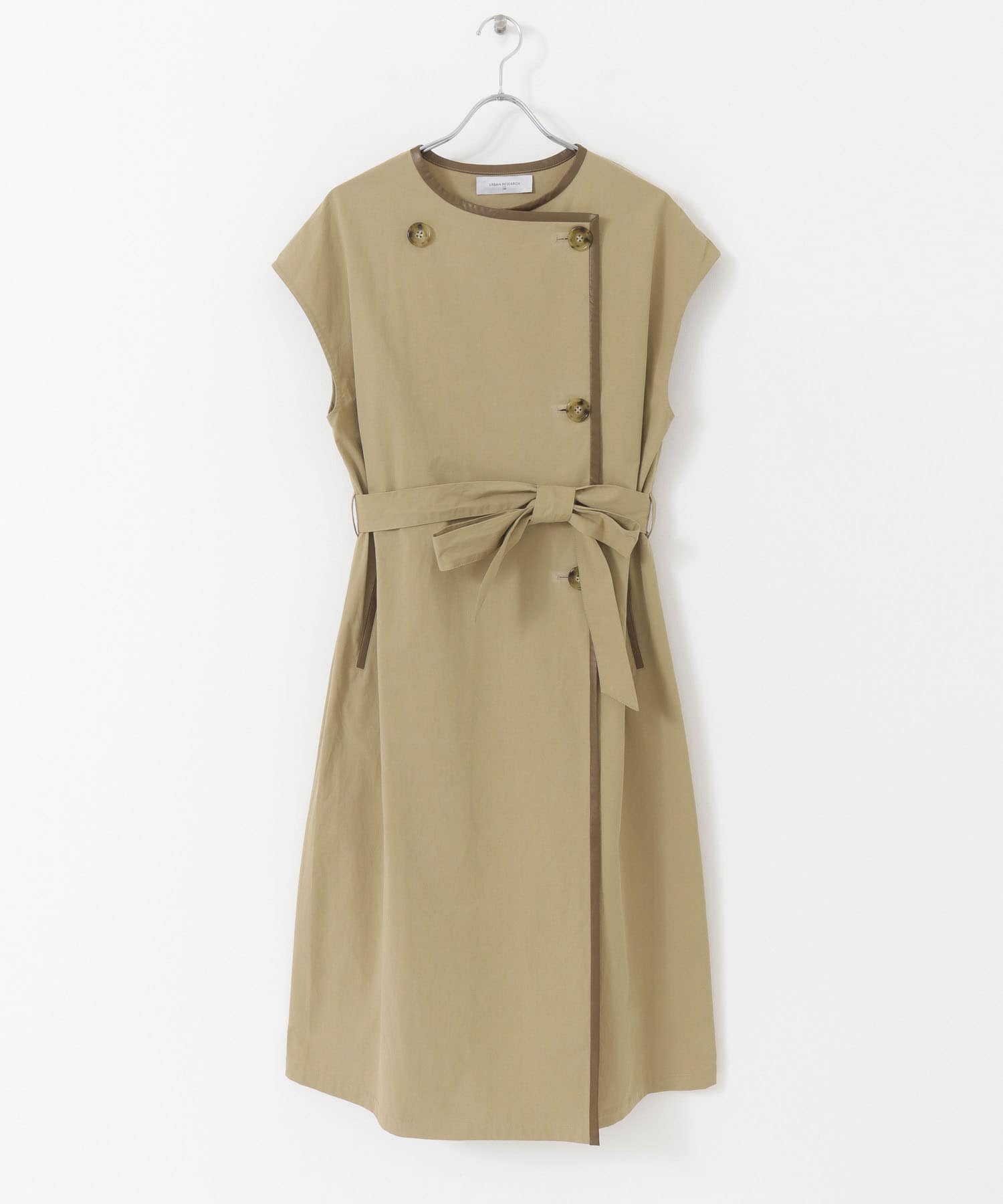 トレンチ風ロングベスト BEIGE FREE