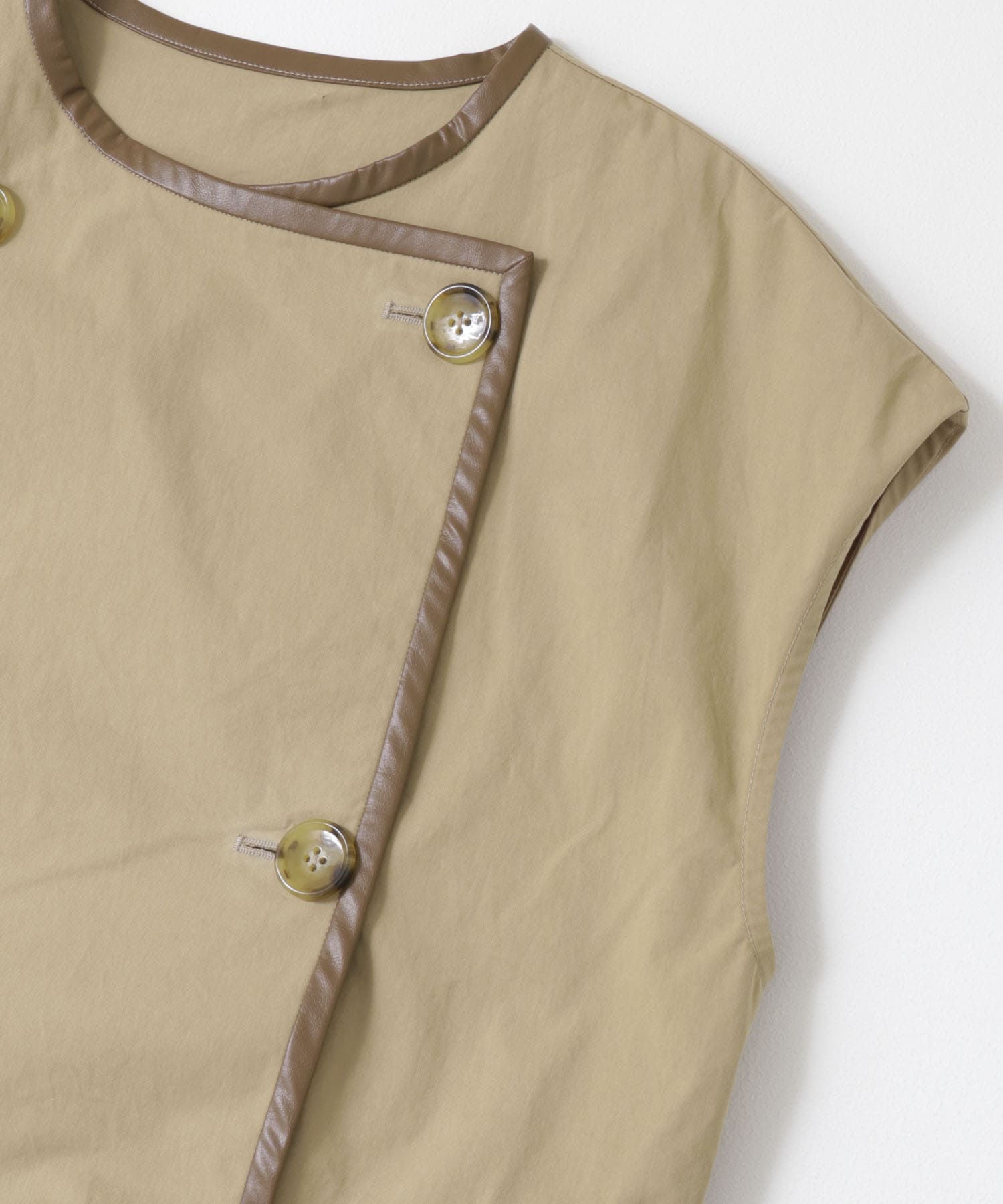 トレンチ風ロングベスト BEIGE FREE
