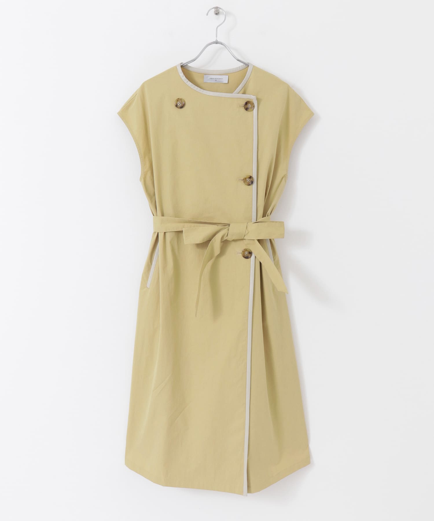 トレンチ風ロングベスト L.BEIGE FREE