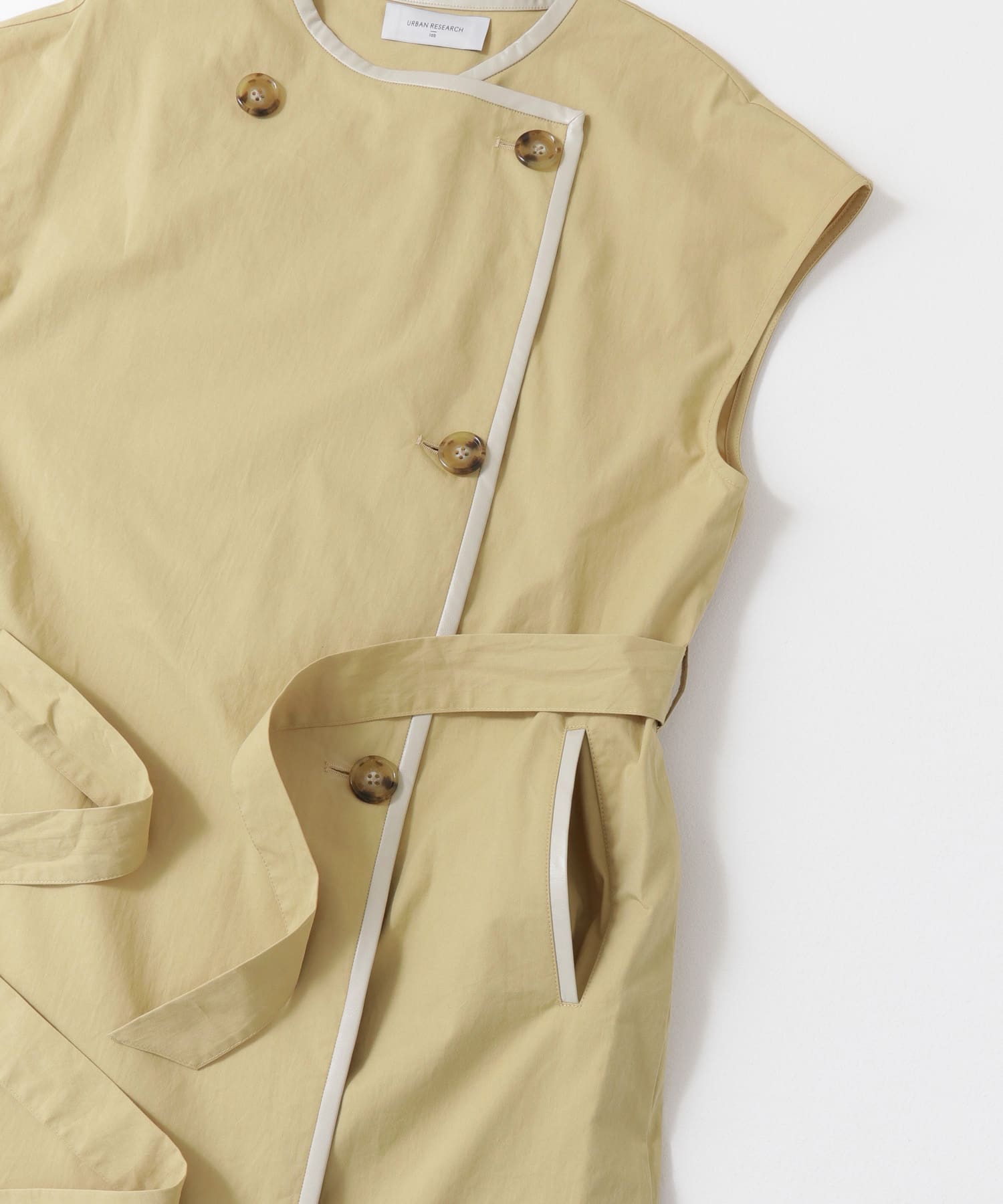 トレンチ風ロングベスト L.BEIGE FREE