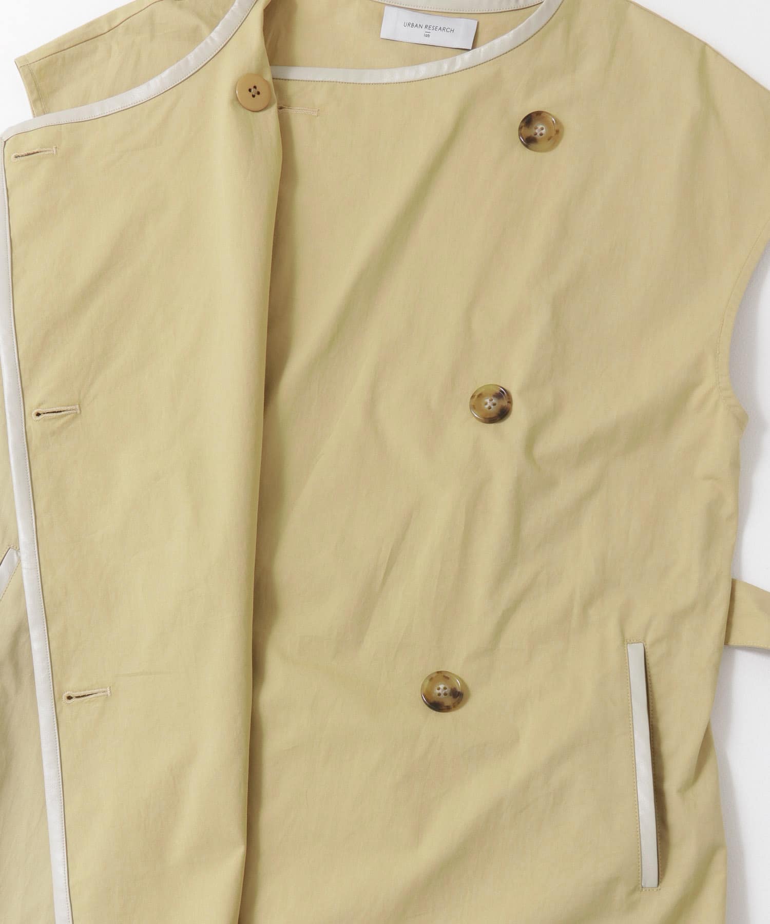 トレンチ風ロングベスト L.BEIGE FREE