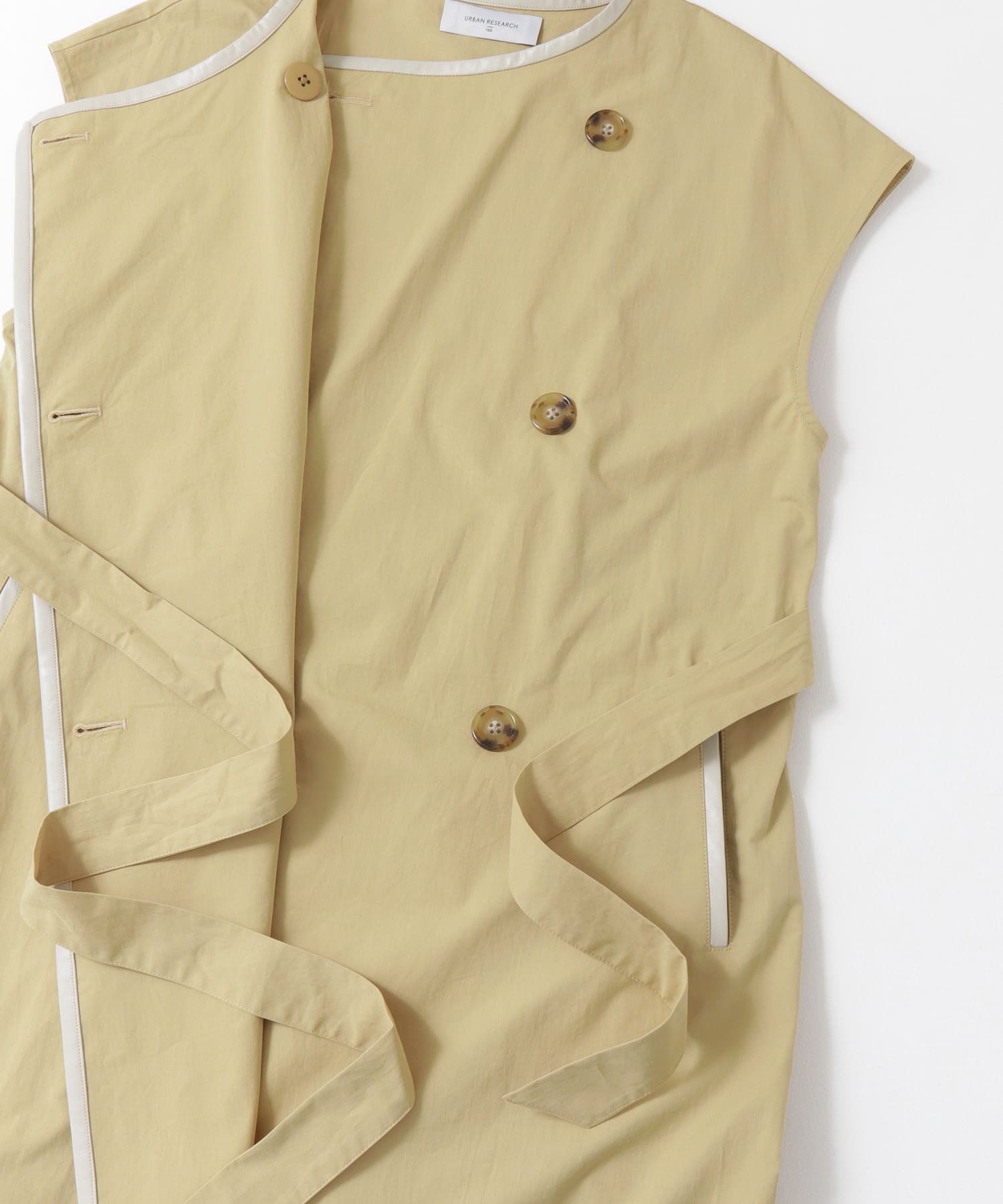 トレンチ風ロングベスト L.BEIGE FREE