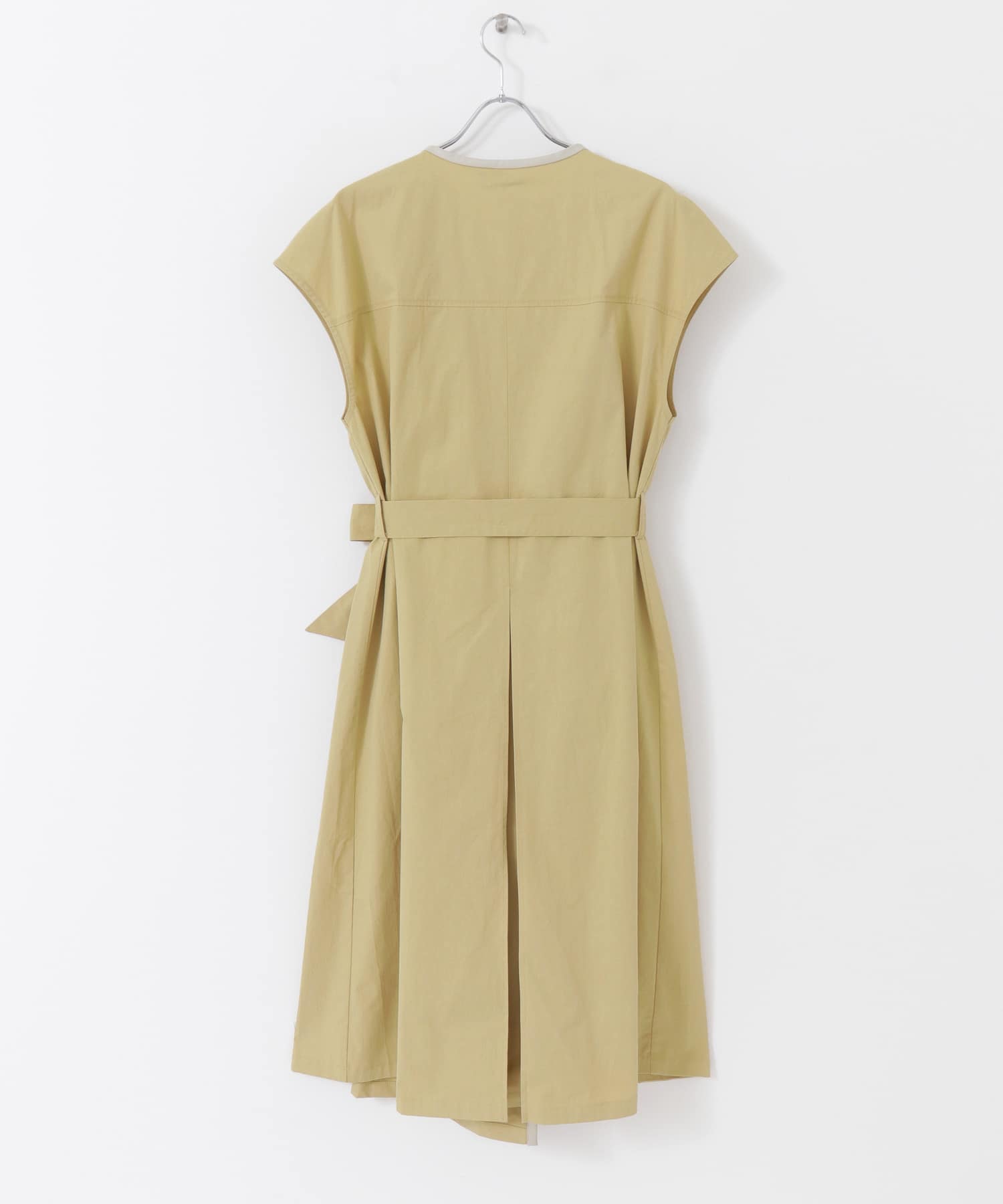トレンチ風ロングベスト L.BEIGE FREE