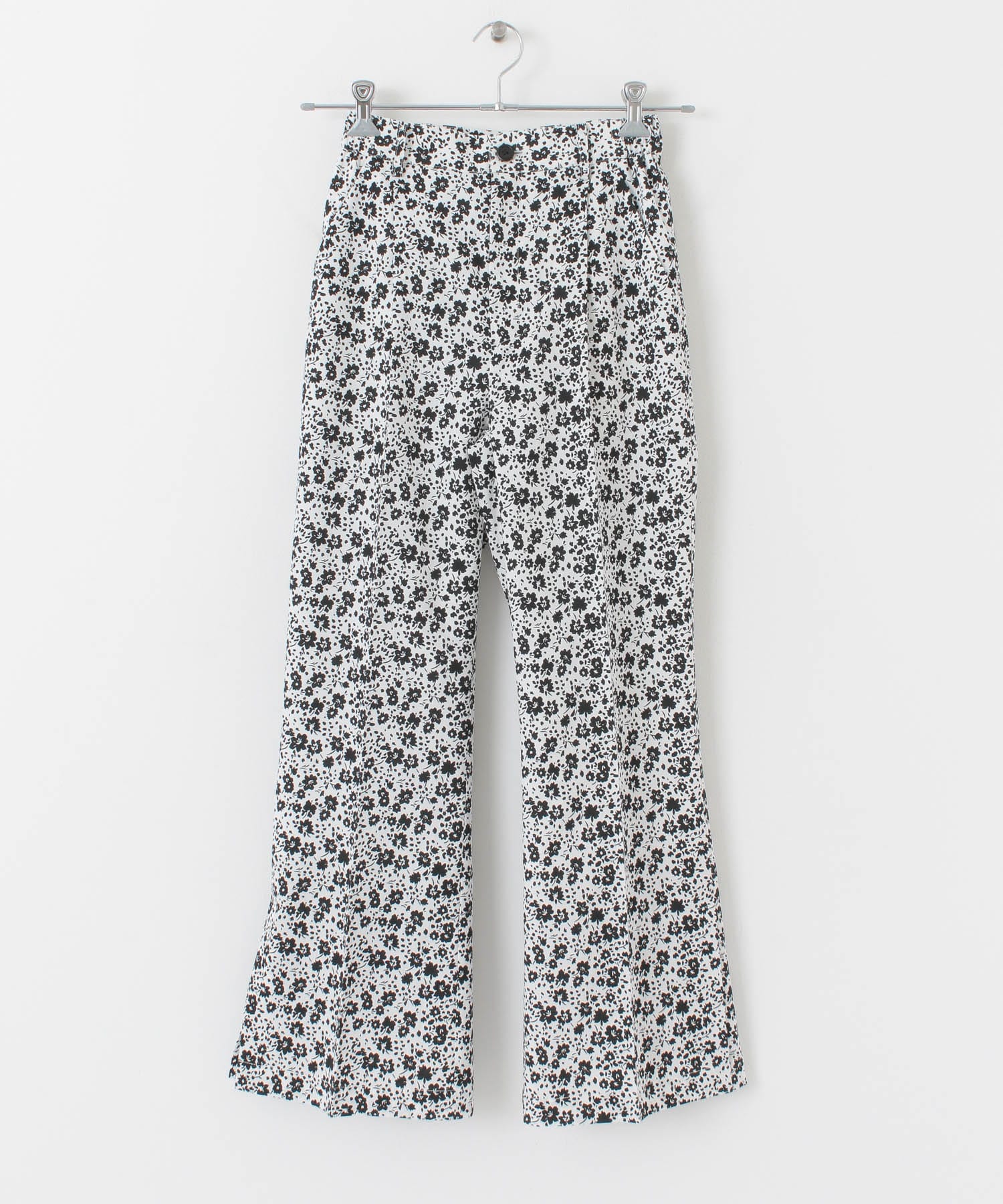 『34サイズ/低身長向けも展開』フラワーパターンサイドスリットパンツ WHITE 38