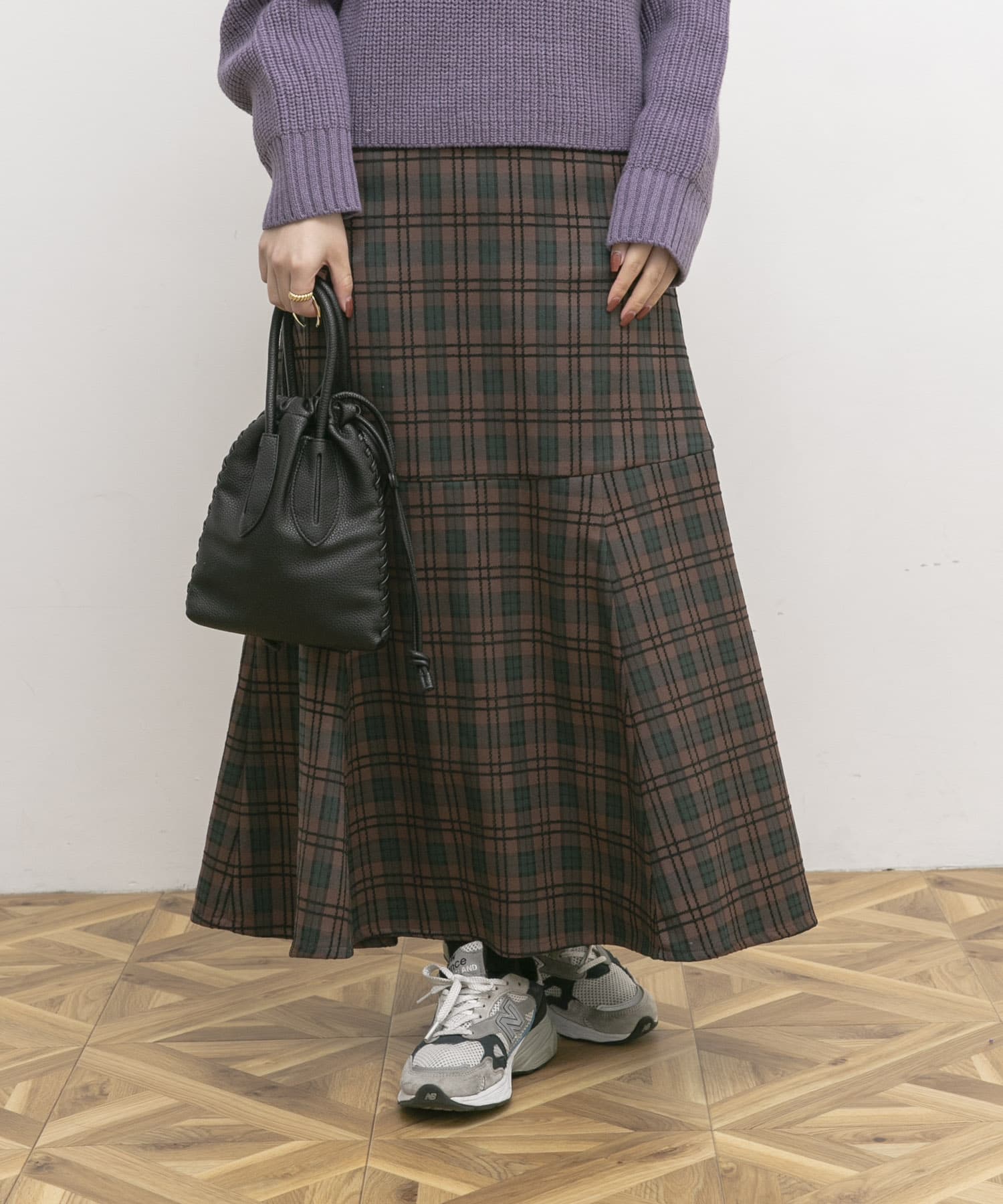 モールチェックマーメイドスカート BROWN 36