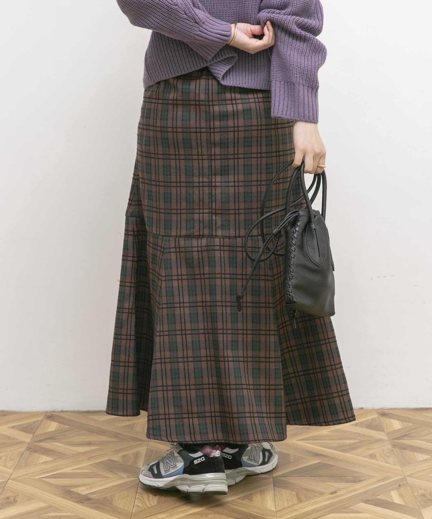 モールチェックマーメイドスカート BROWN 36