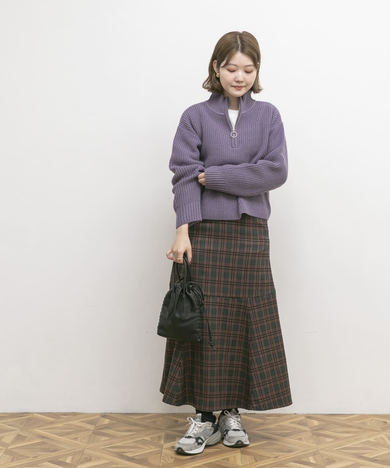 モールチェックマーメイドスカート BROWN 36
