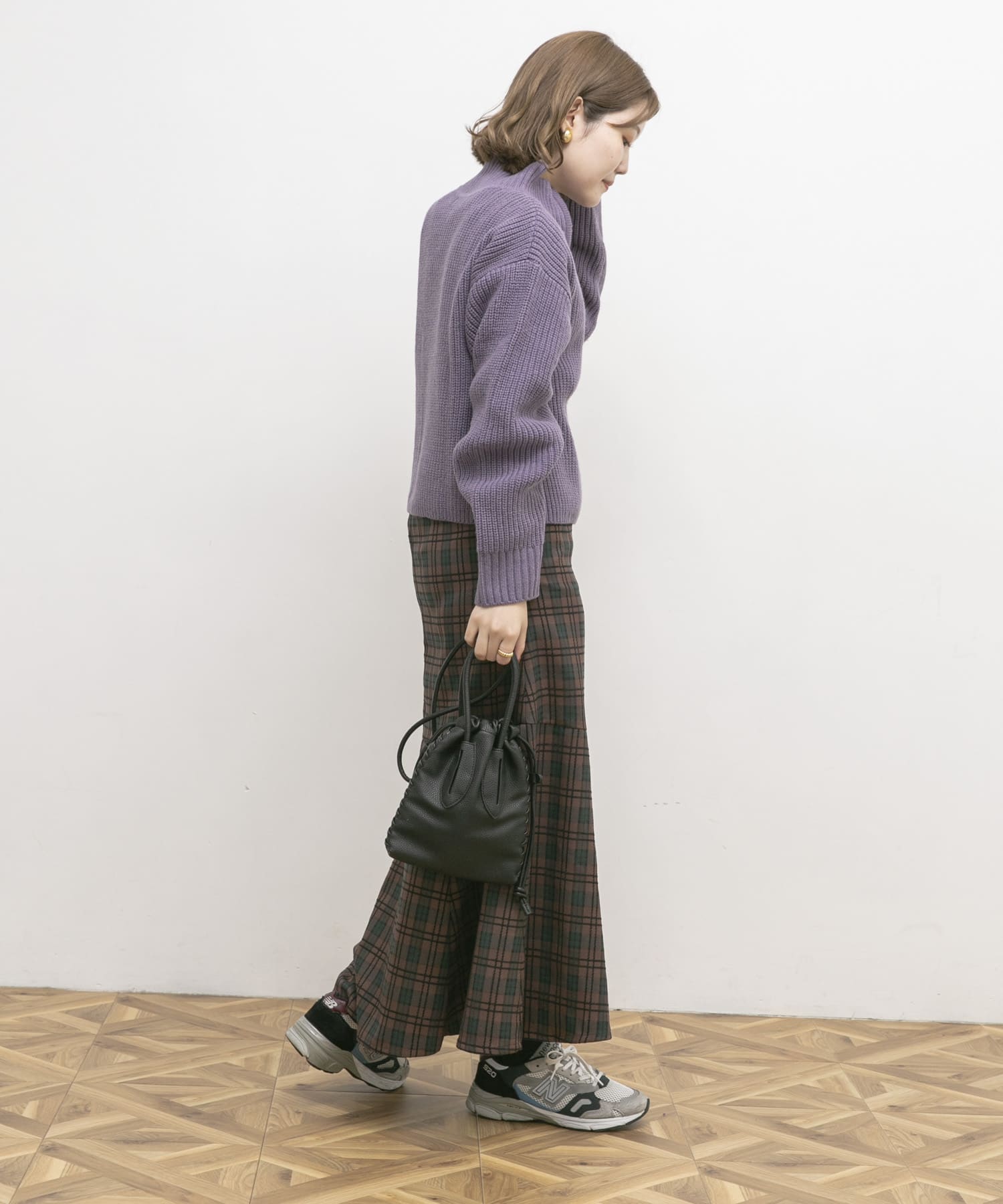 モールチェックマーメイドスカート BROWN 36