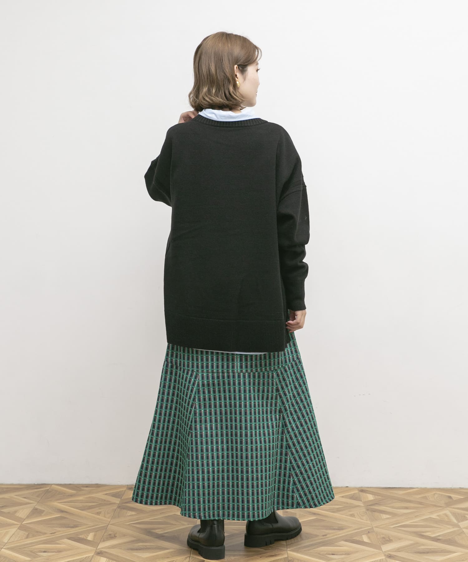 モールチェックマーメイドスカート GREEN 36