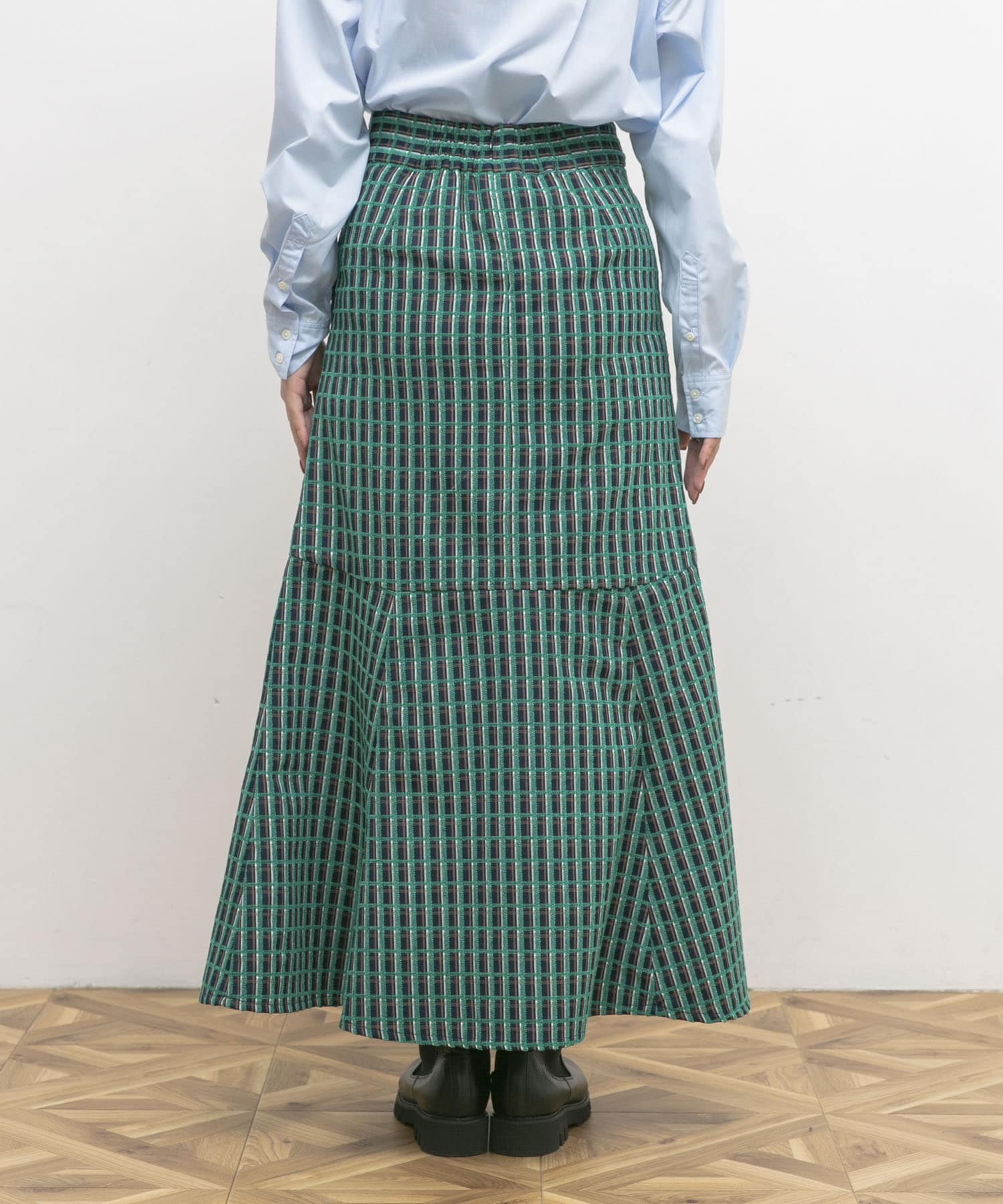 モールチェックマーメイドスカート GREEN 36