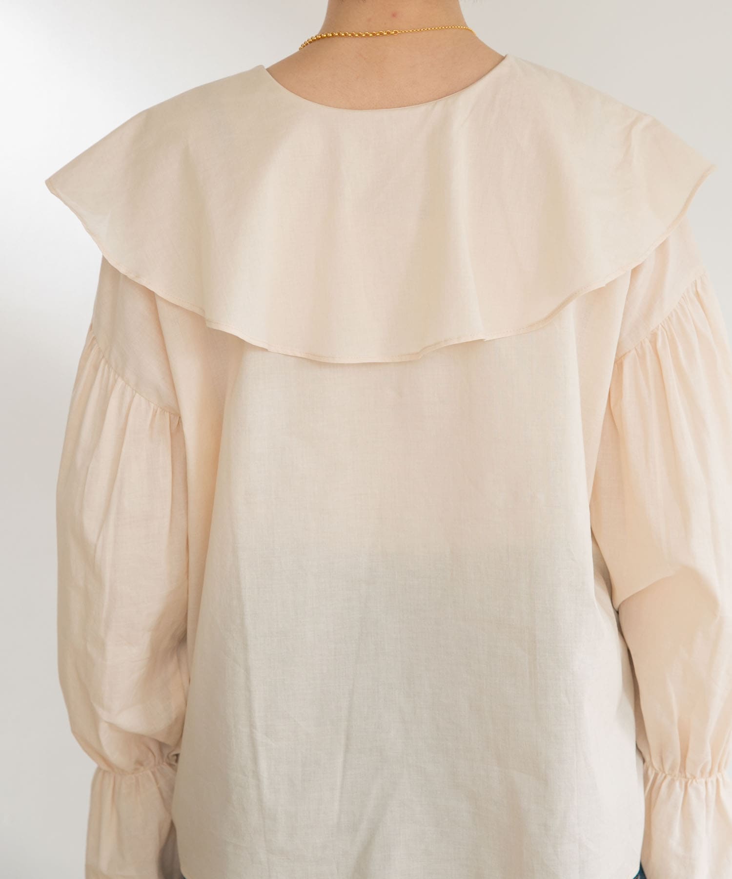 コットンラッフルカラーブラウス BEIGE FREE