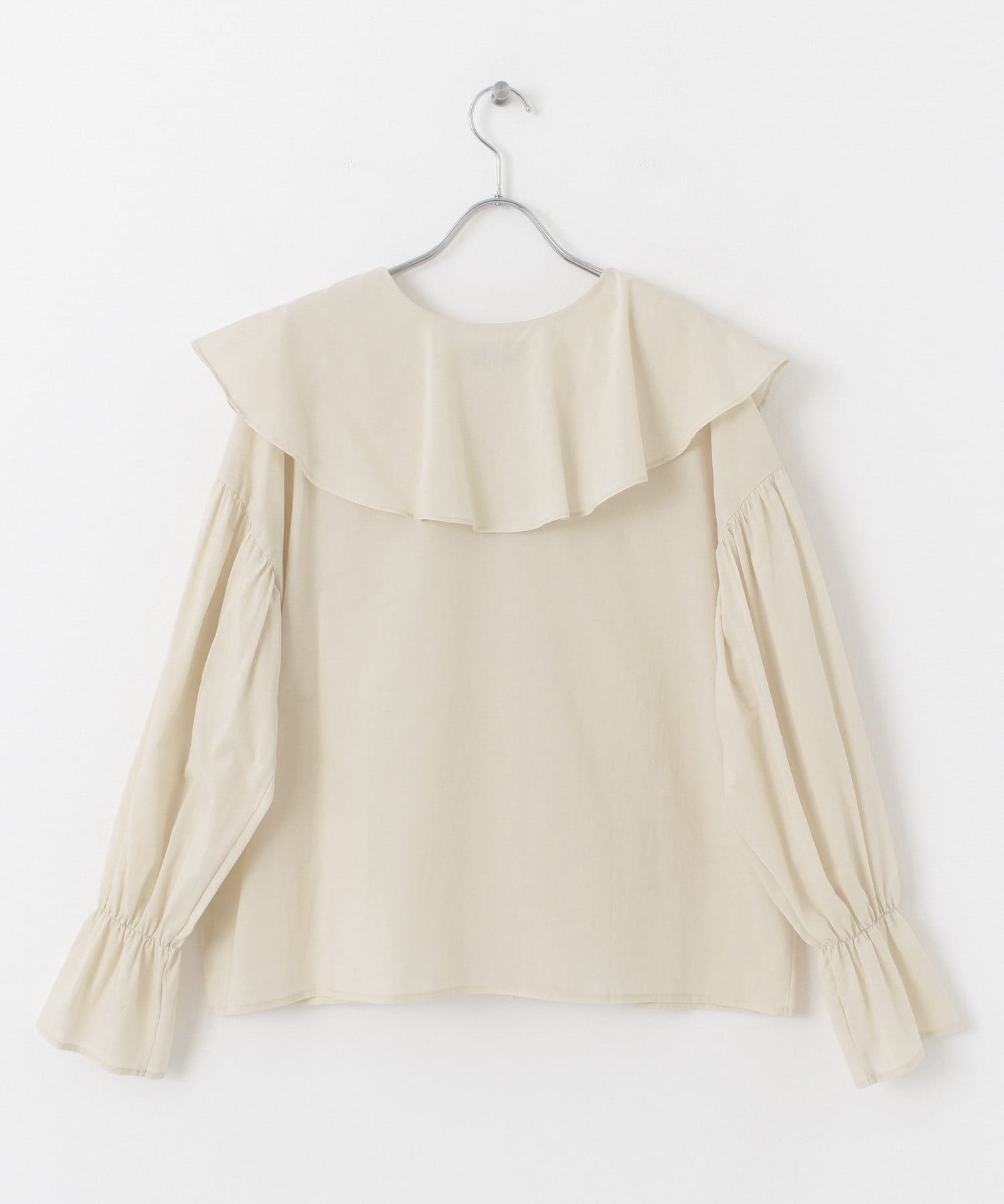 コットンラッフルカラーブラウス BEIGE FREE