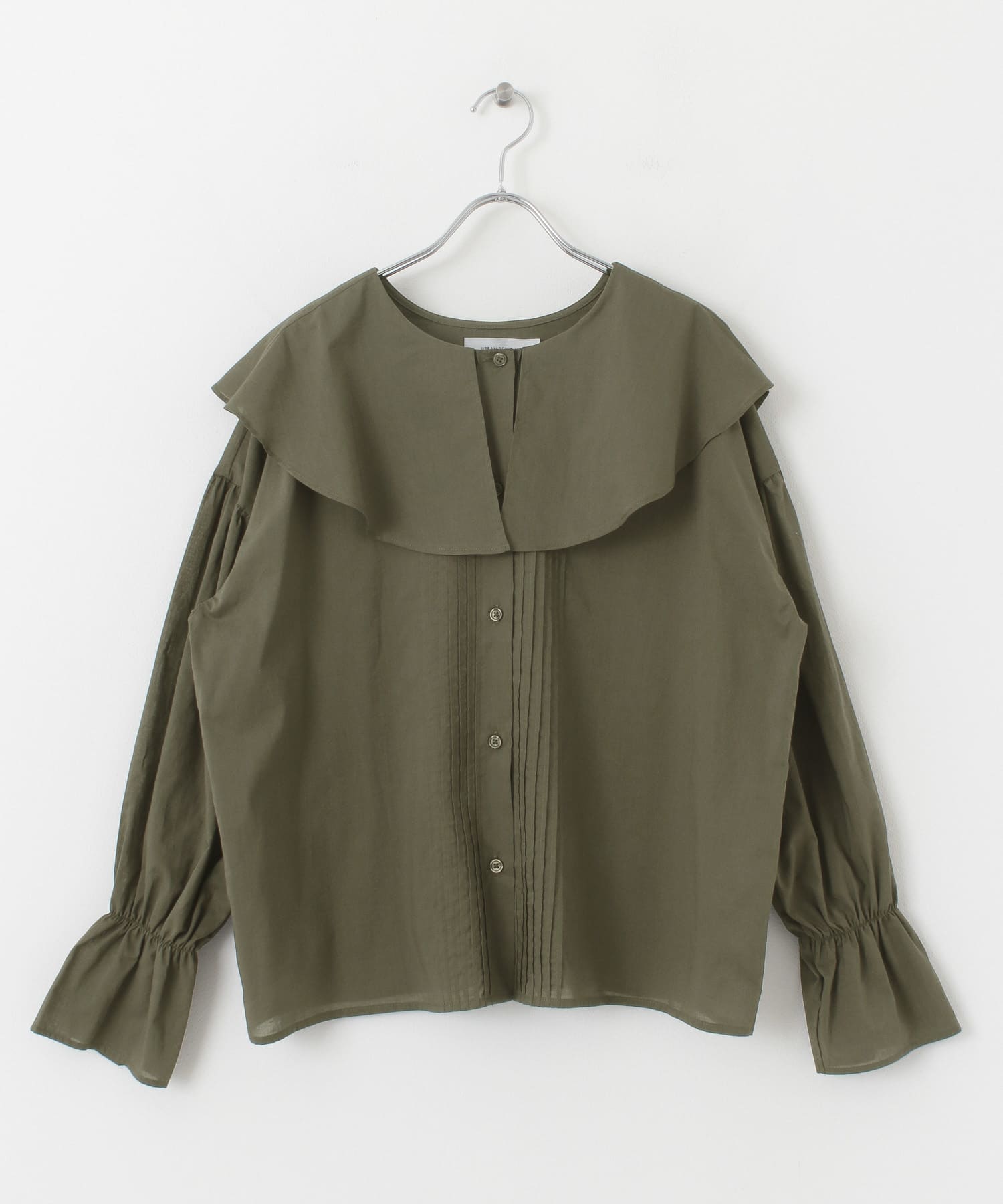 コットンラッフルカラーブラウス KHAKI FREE