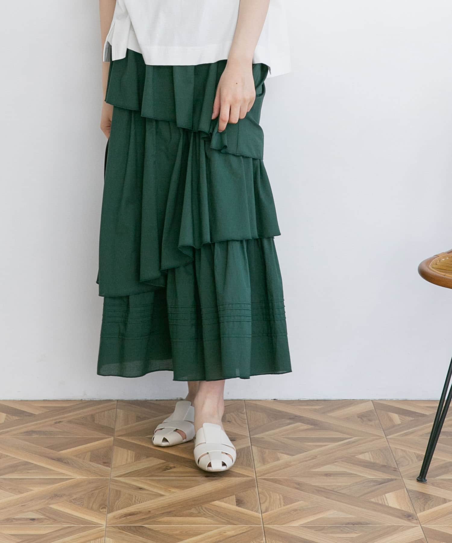 ランダムティアードロングスカート