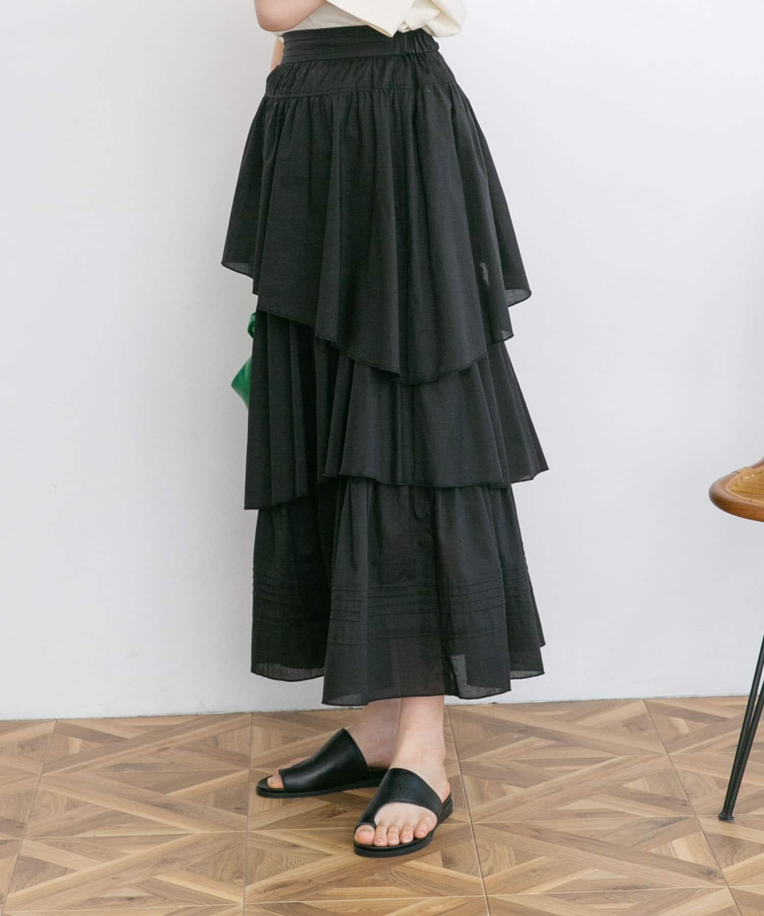 ランダムティアードロングスカート