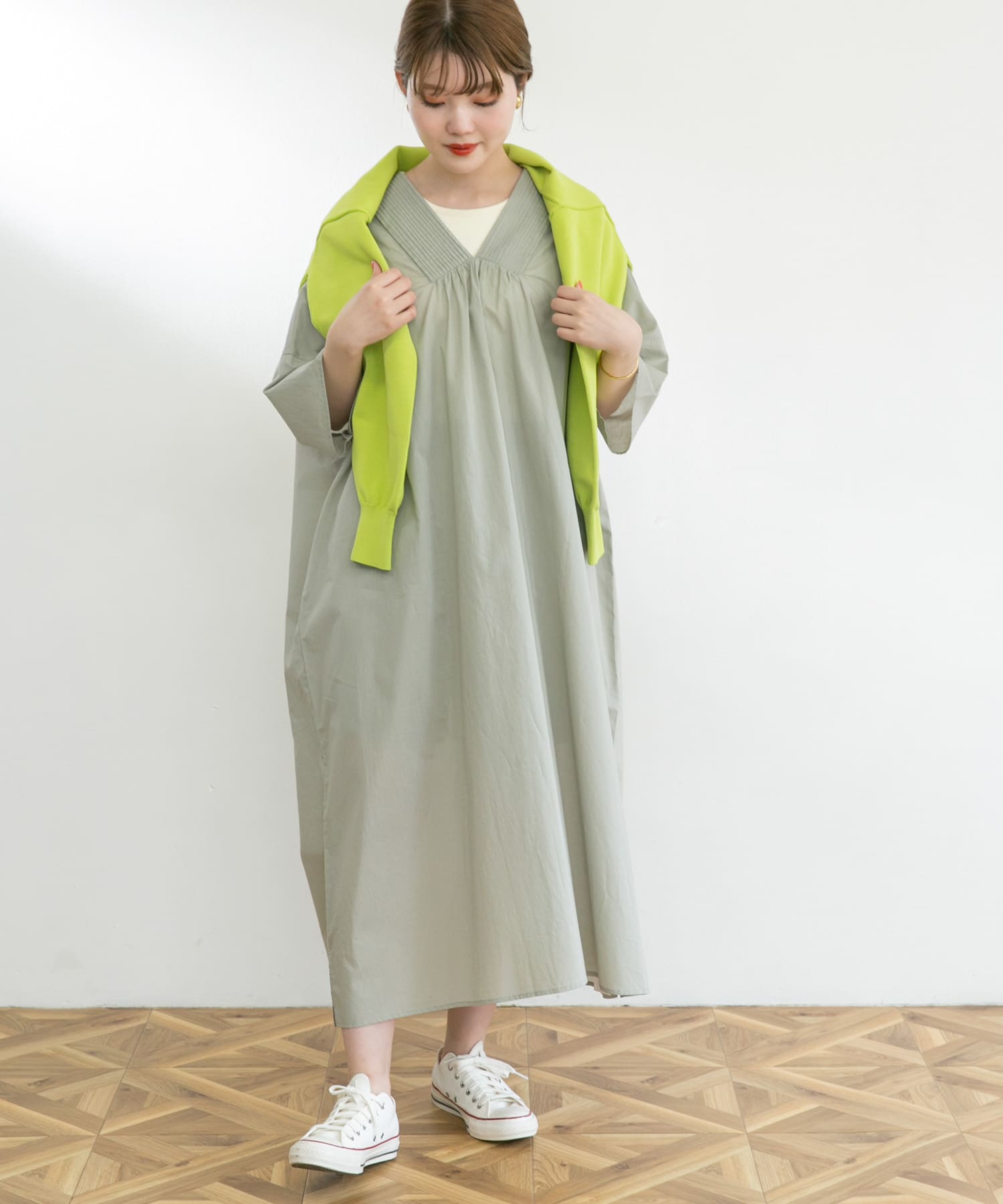 カフタンワンピース GRAY KHAKI FREE