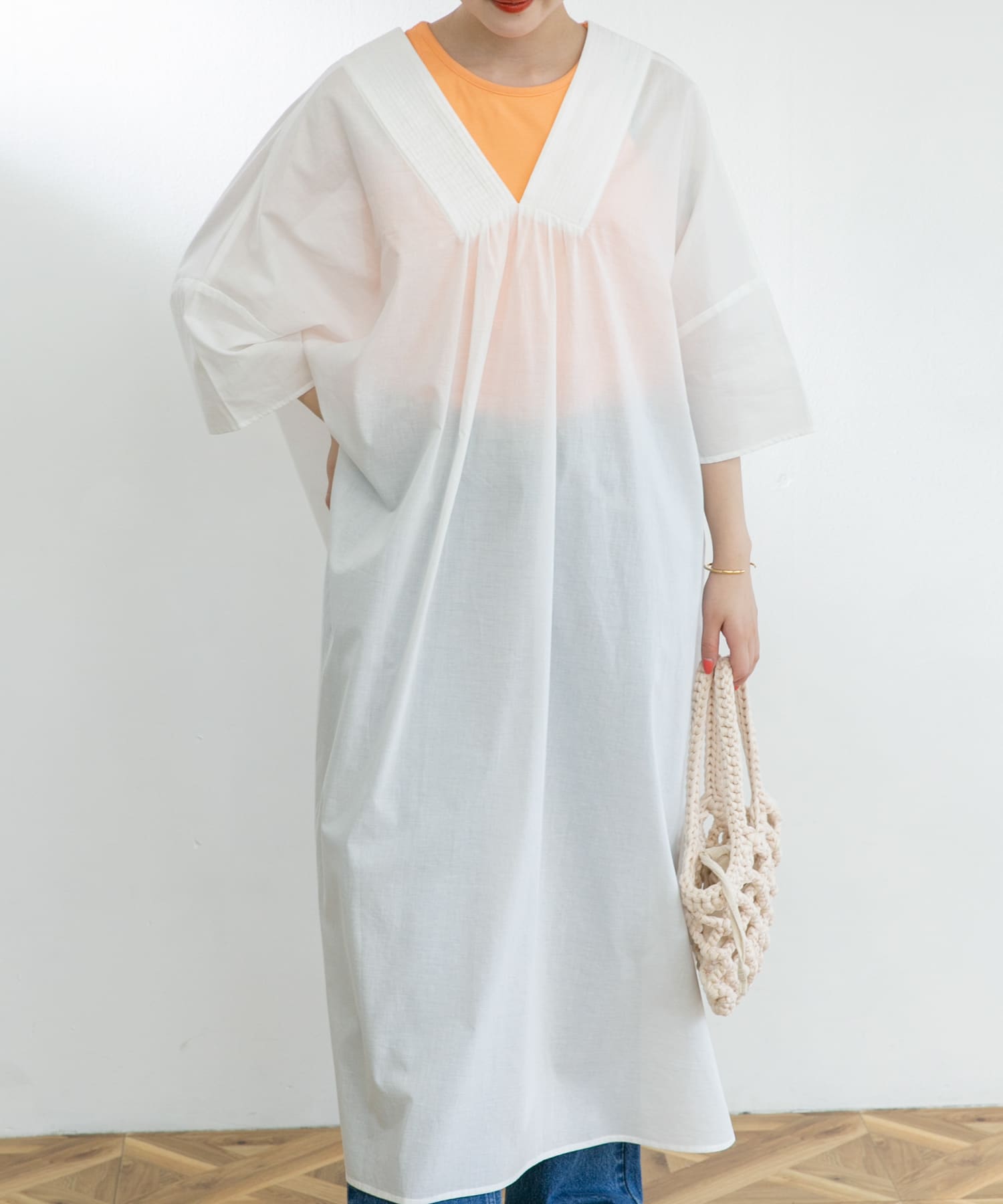 カフタンワンピース OFF WHITE FREE