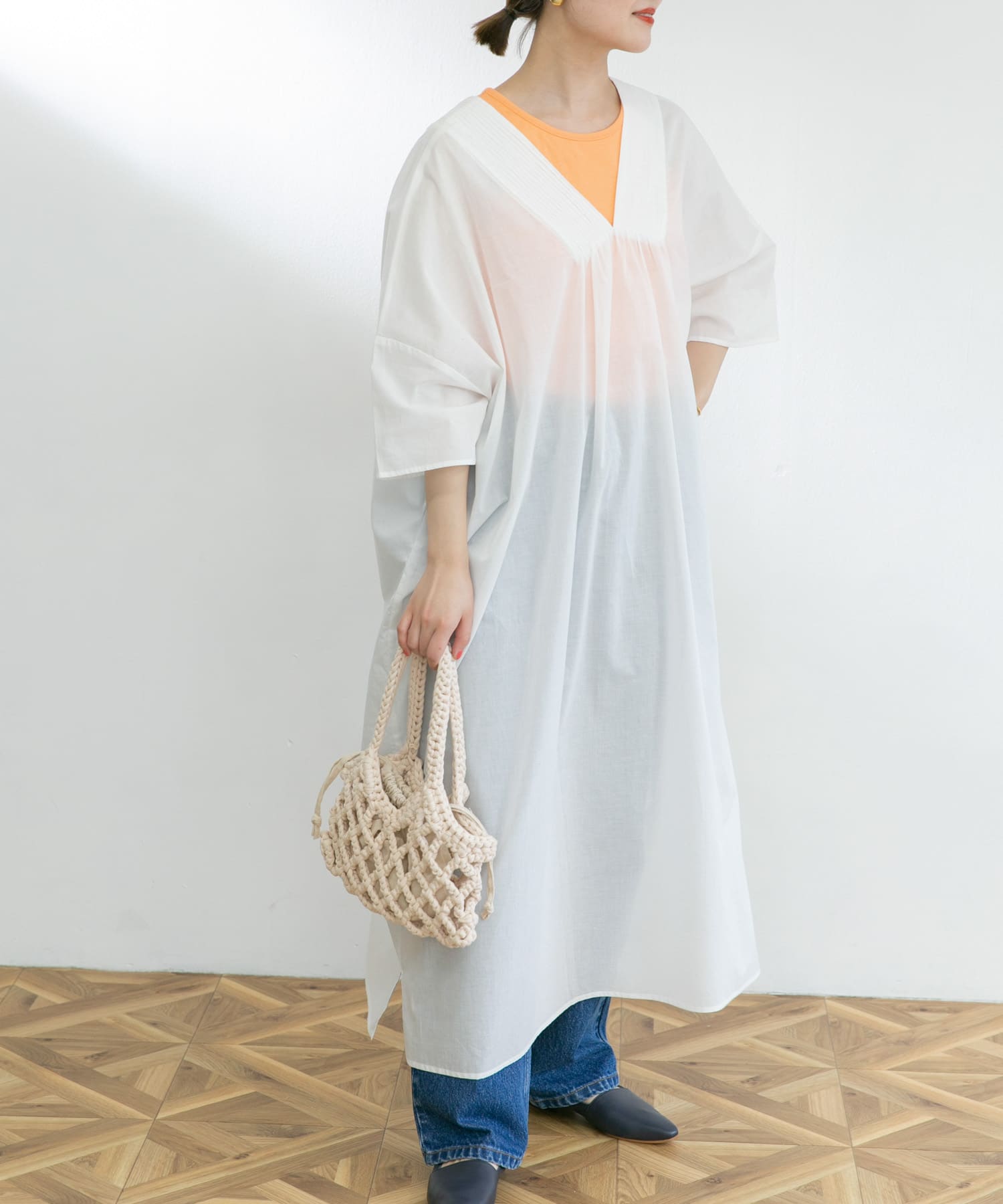 カフタンワンピース OFF WHITE FREE
