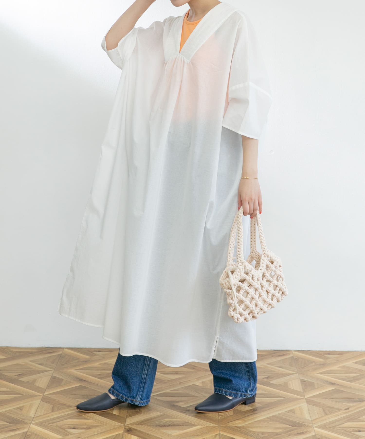 カフタンワンピース OFF WHITE FREE