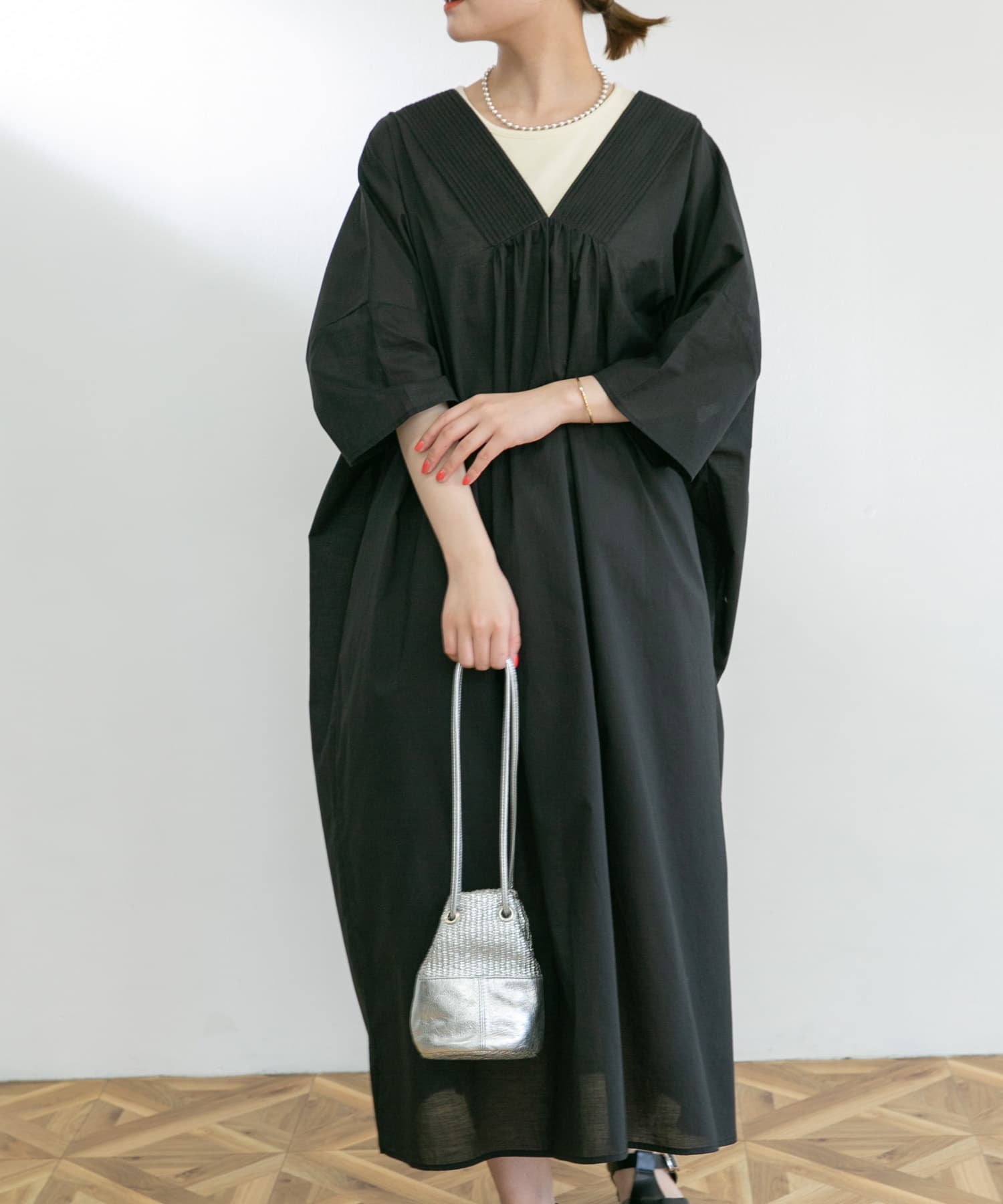 カフタンワンピース BLACK FREE