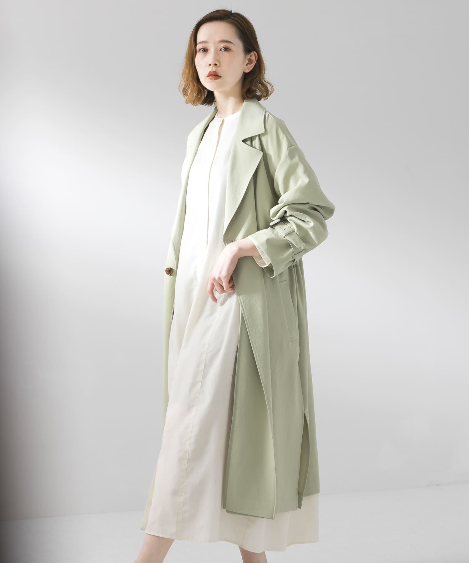 『UR TECH Smart Linen Touch』ウエストタックワンピース ECRU S