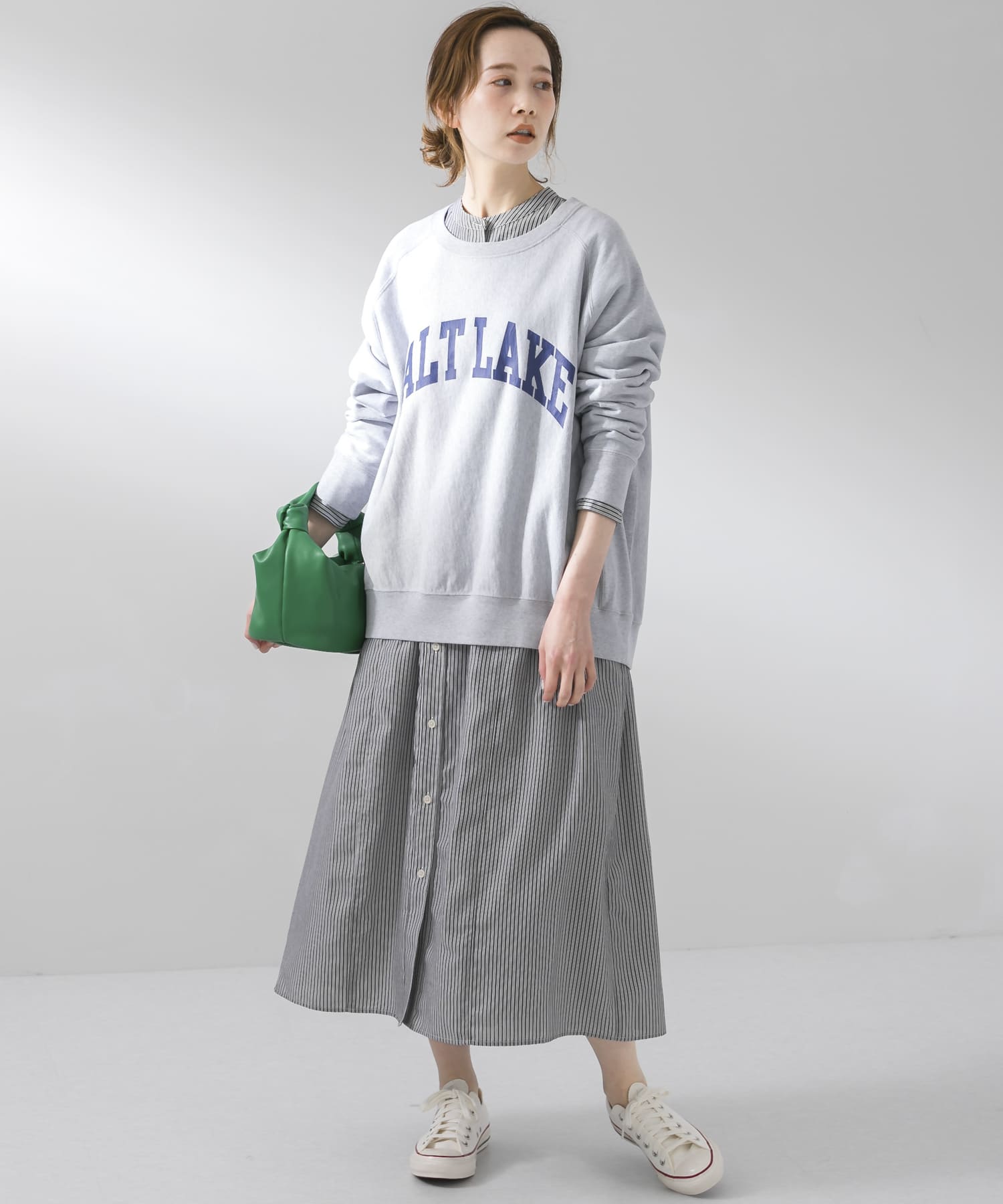 『UR TECH Smart Linen Touch』ウエストタックワンピース BLACK×OFF S