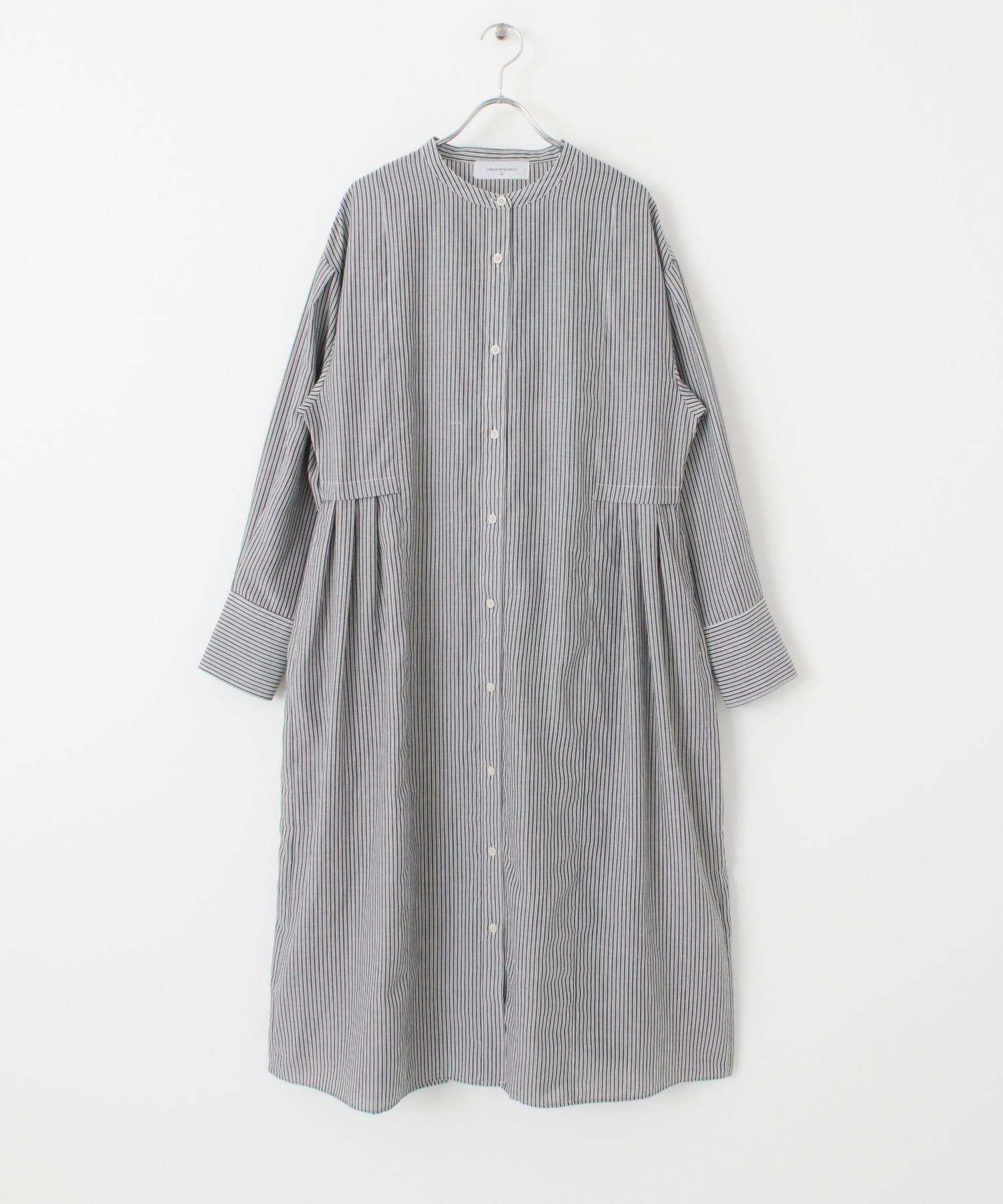 『UR TECH Smart Linen Touch』ウエストタックワンピース BLACK×OFF S
