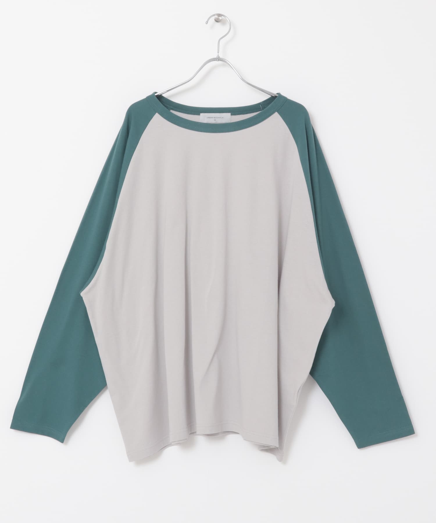 ラグランビッグTシャツ GRY×GREEN FREE