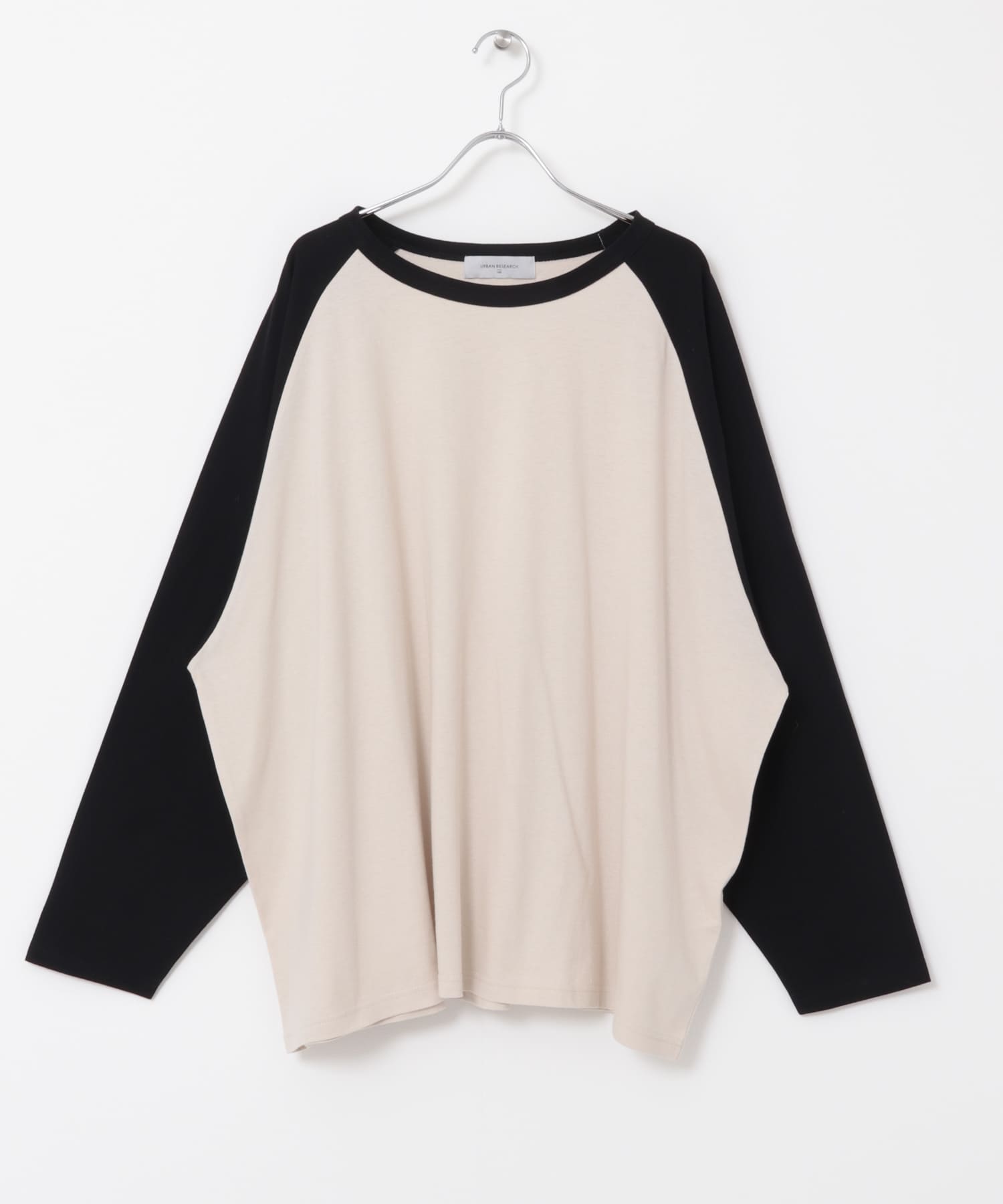 ラグランビッグTシャツ BEIGE×BLK FREE