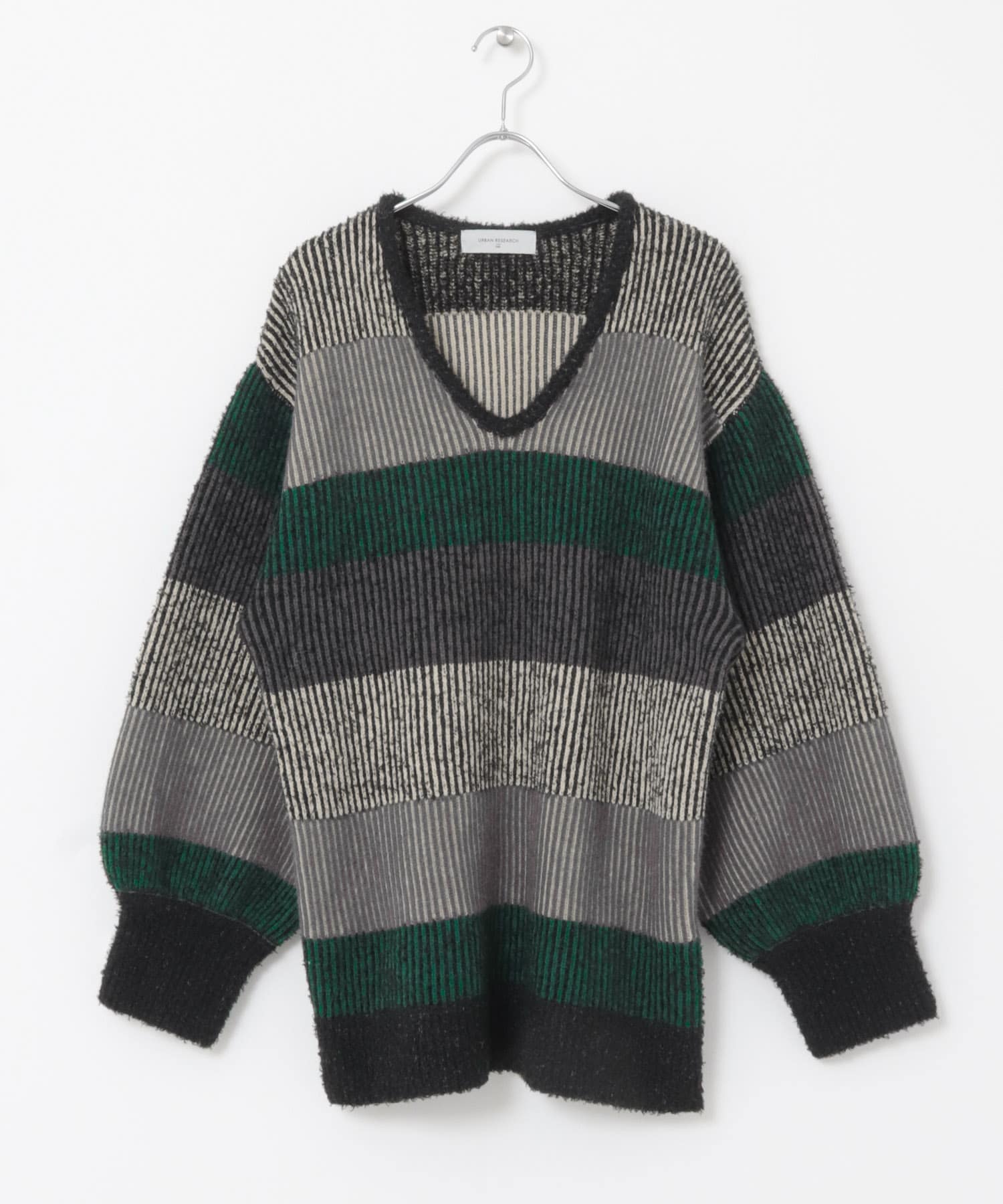 配色ニットプルオーバー CHARCOAL FREE