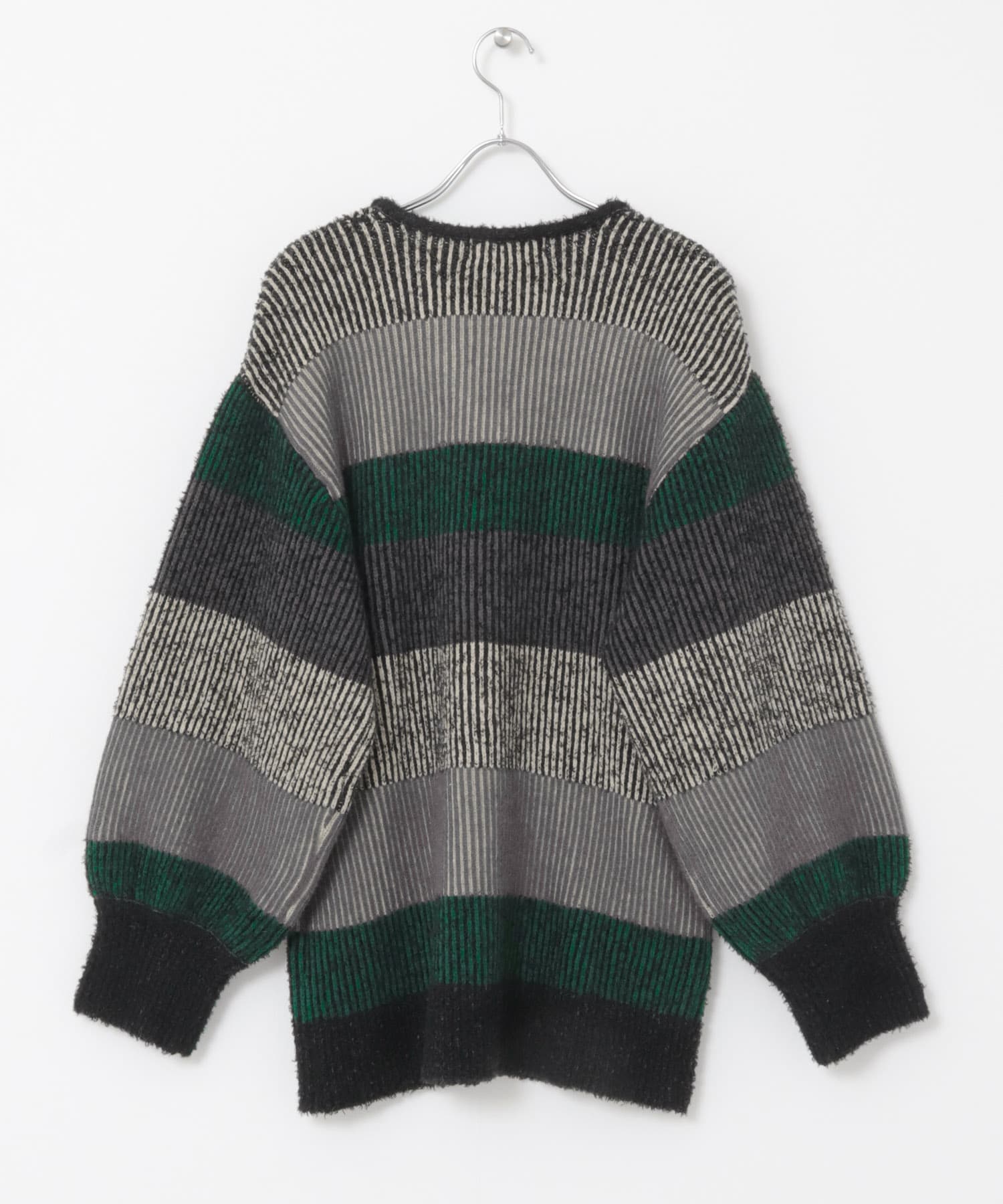 配色ニットプルオーバー CHARCOAL FREE