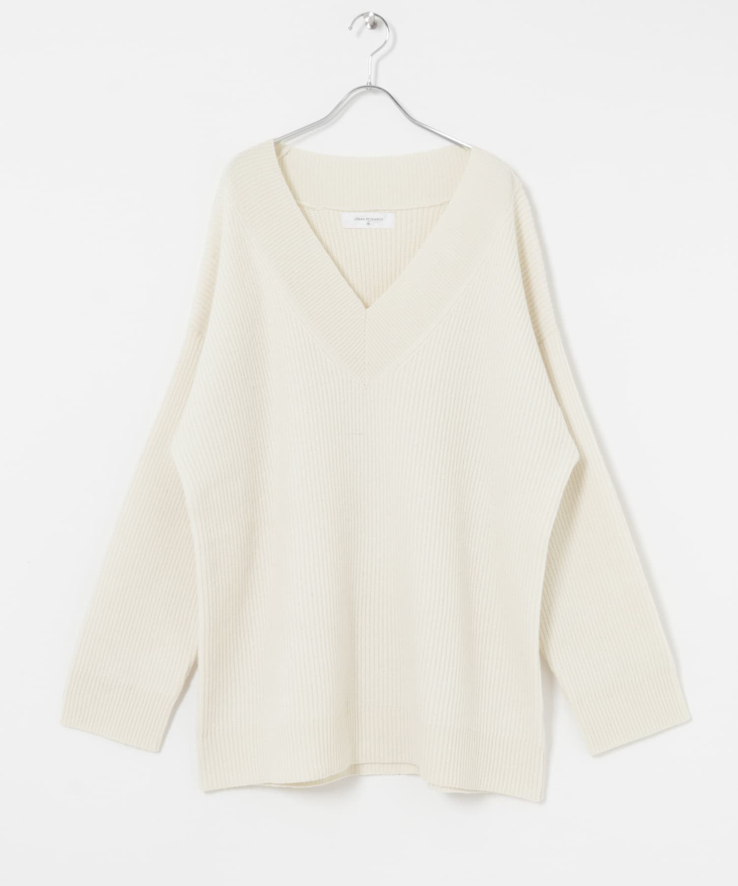 Vネックオーバーニット OFF WHITE FREE