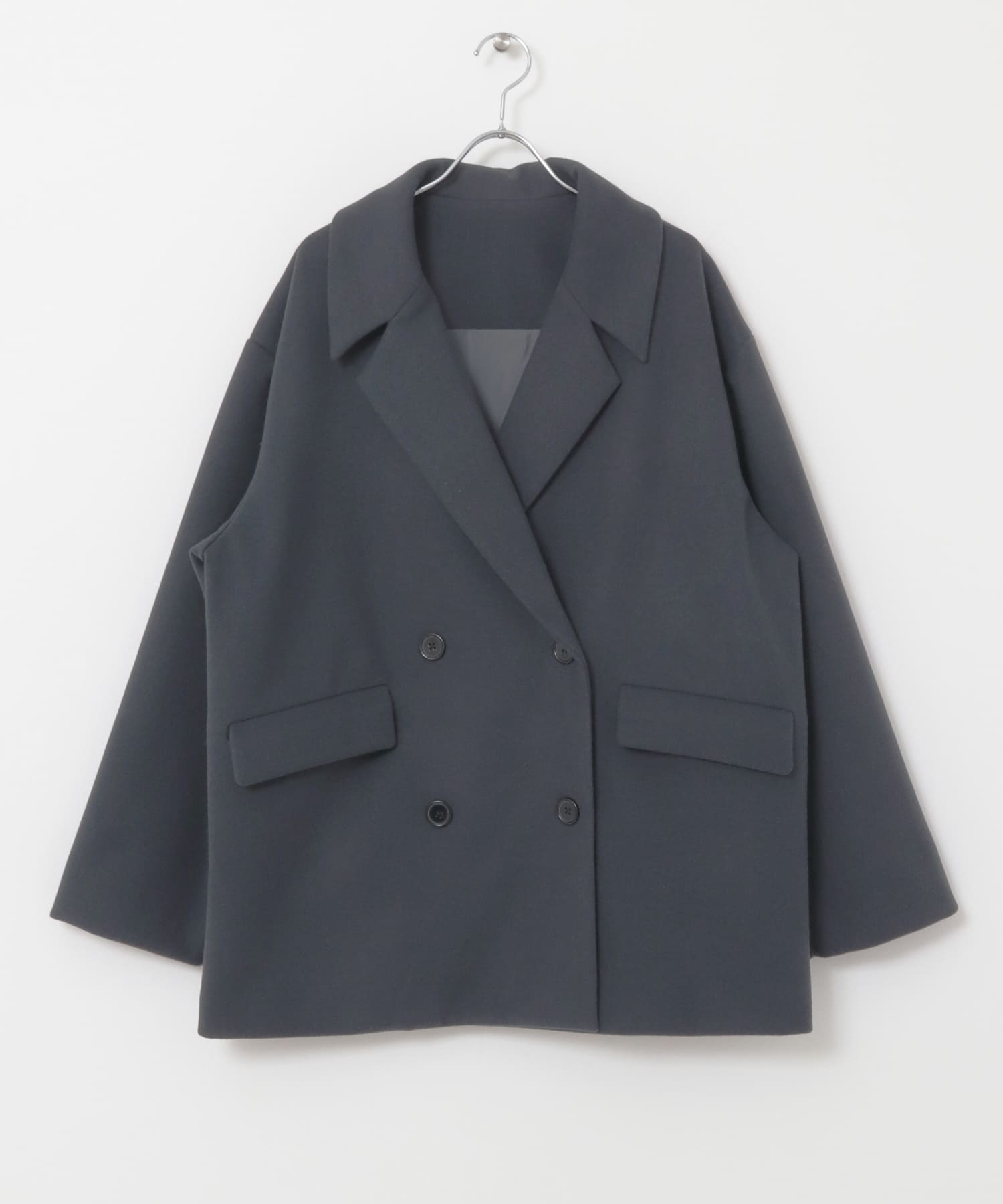 ダブルブレストショートコート CHARCOAL FREE