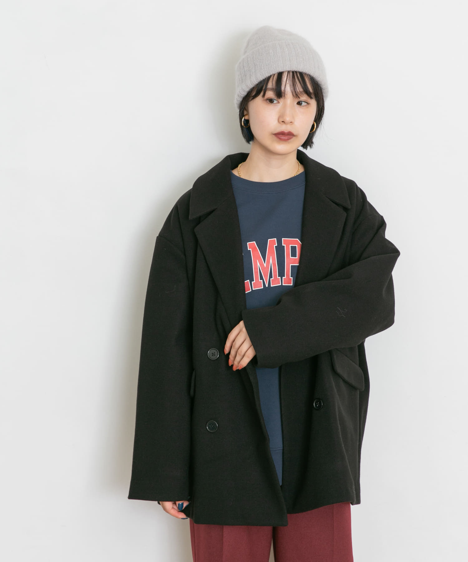 ダブルブレストショートコート