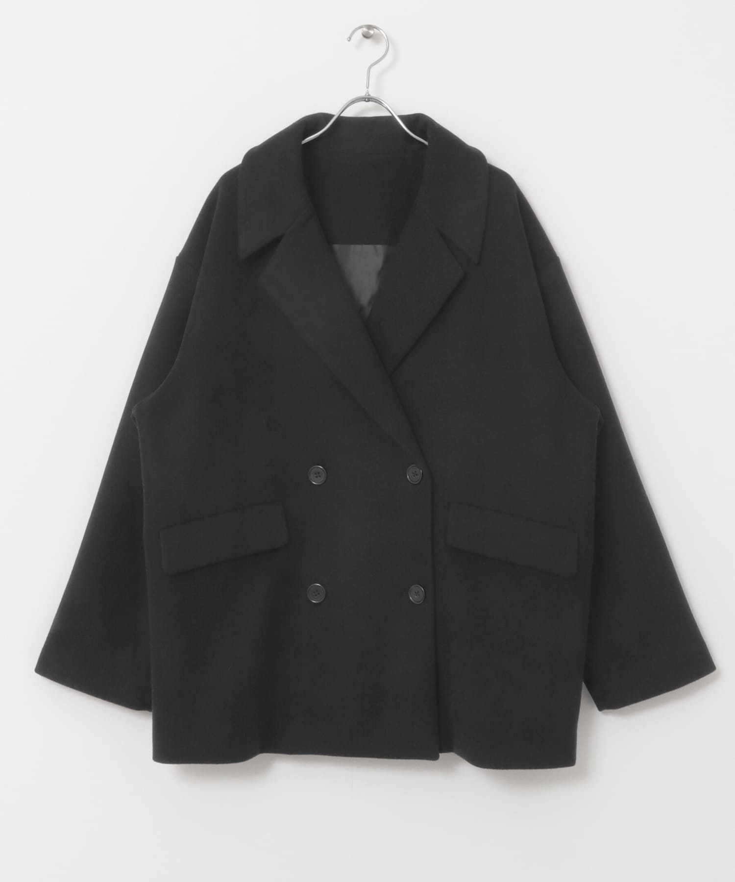 ダブルブレストショートコート BLACK FREE