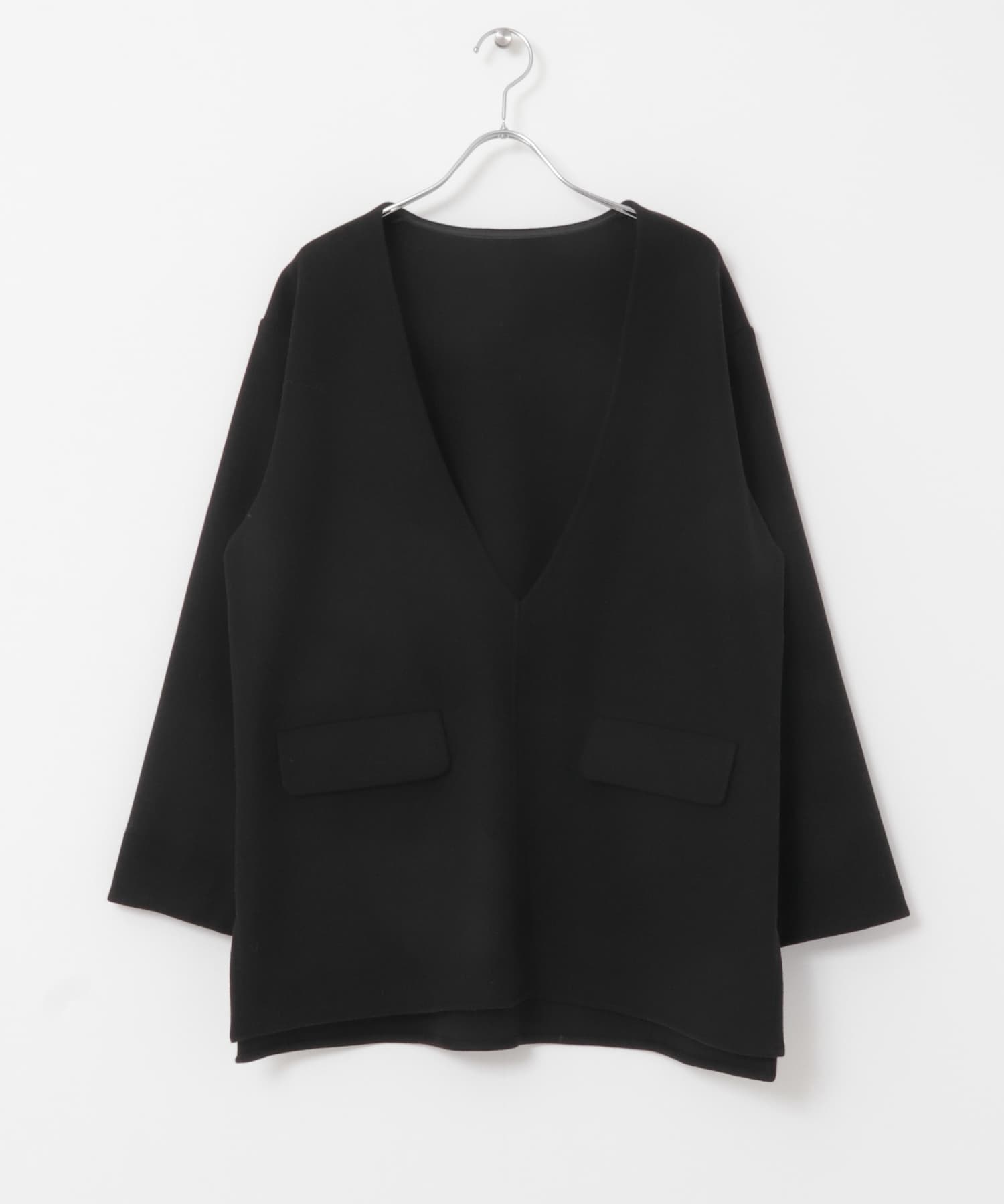 『セットアップ対応』深Vネックアウター BLACK FREE